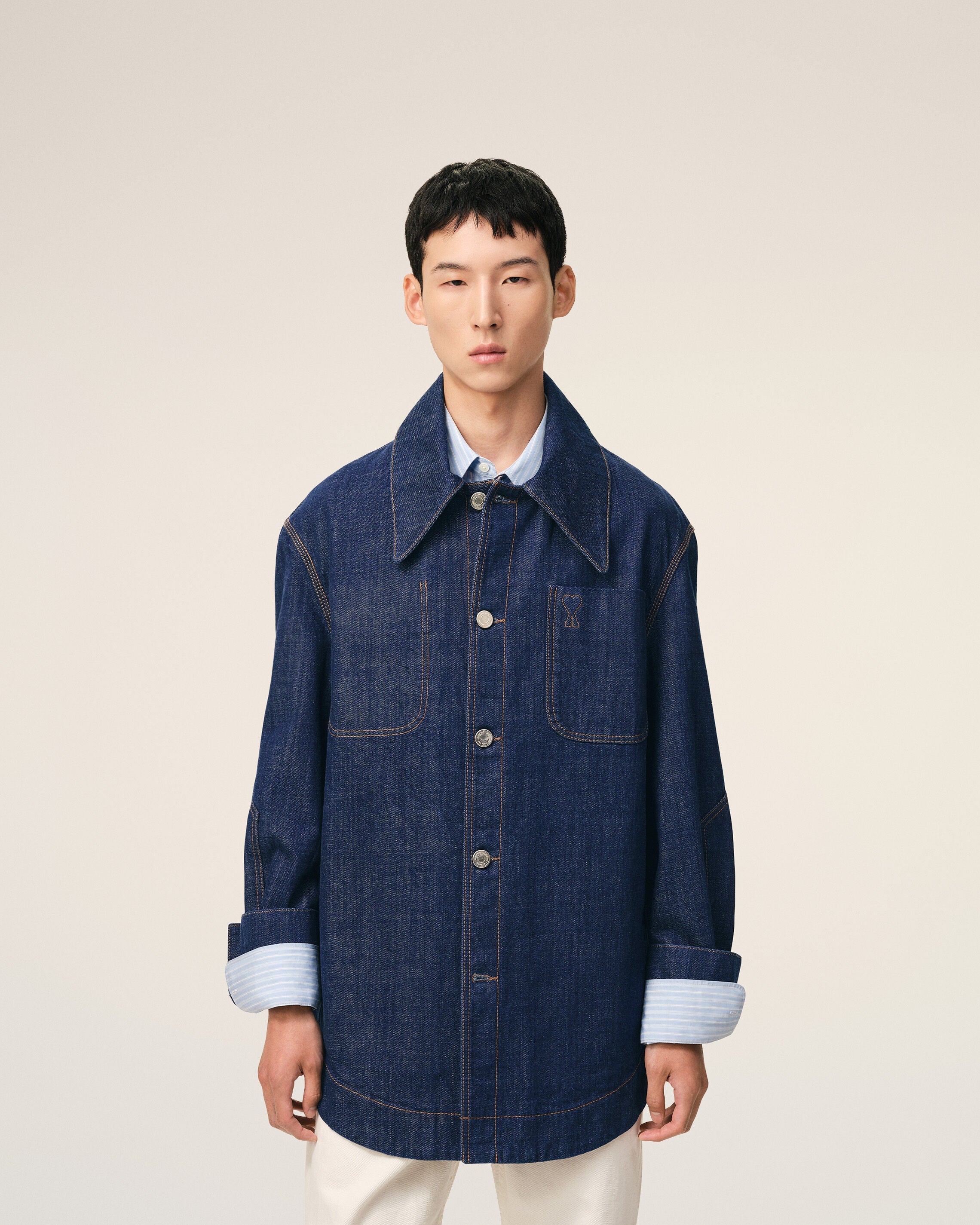 Blue Cotton Ami De Coeur Worker Overshirt