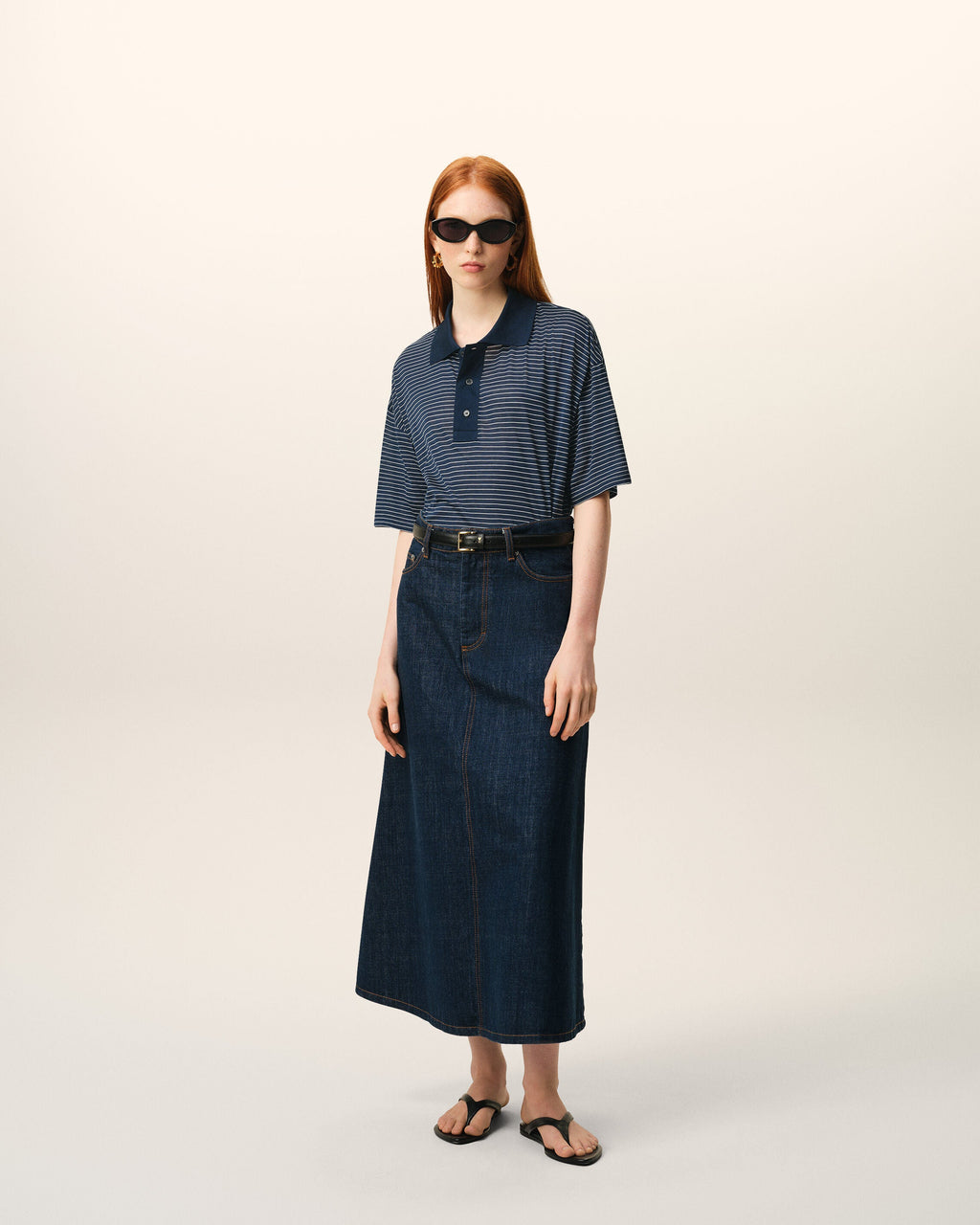 Blue Cotton Striped Ami De Coeur Polo