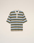 Blue Striped Cotton Ami Patch Polo