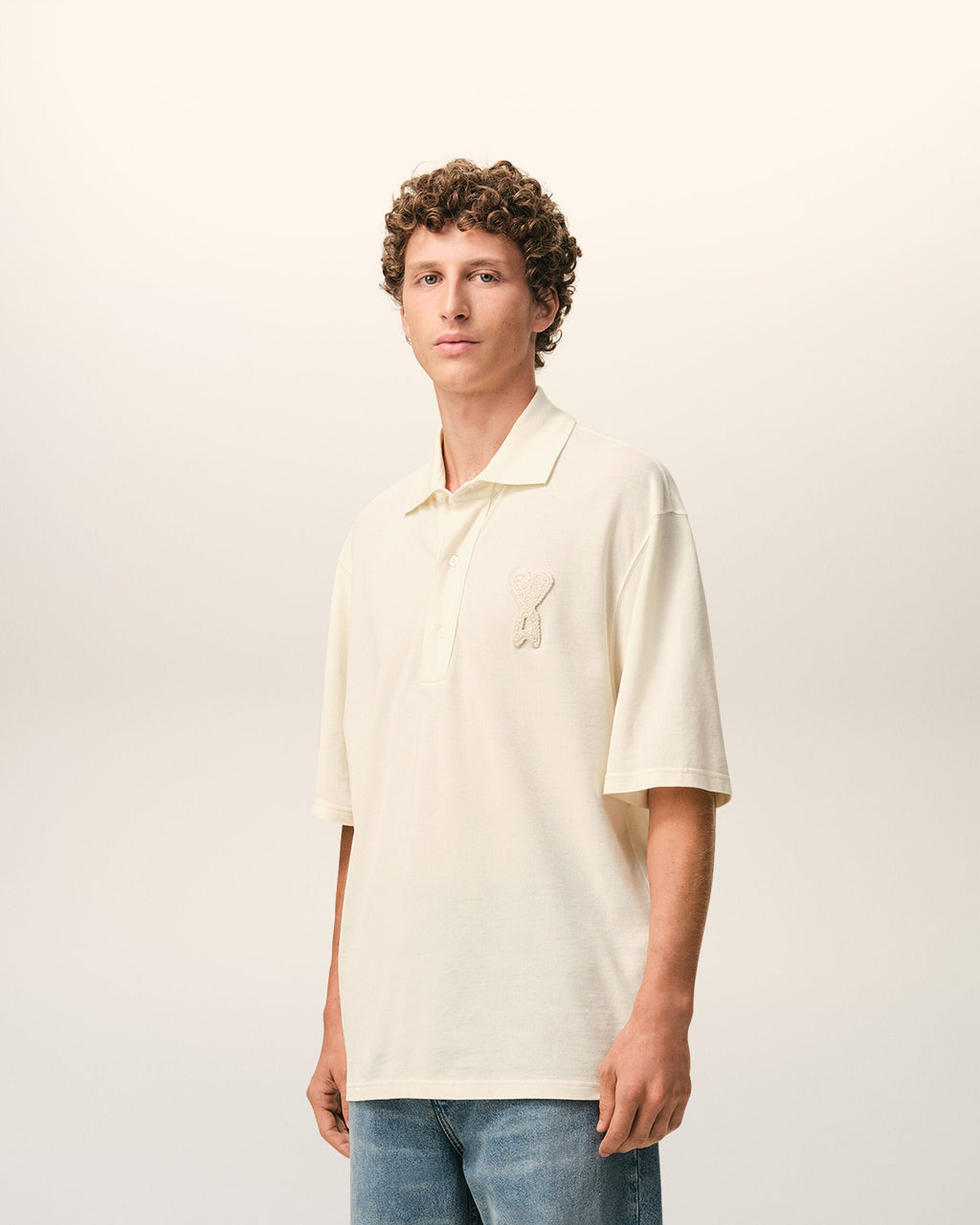White Cotton Ami De Coeur Knitted Patch Polo