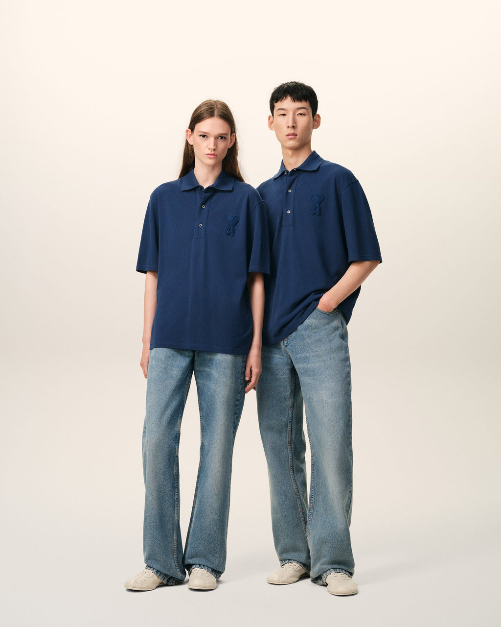 Blue Cotton Ami De Coeur Knitted Patch Polo
