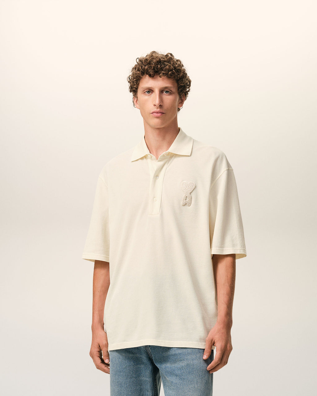 White Cotton Ami De Coeur Knitted Patch Polo