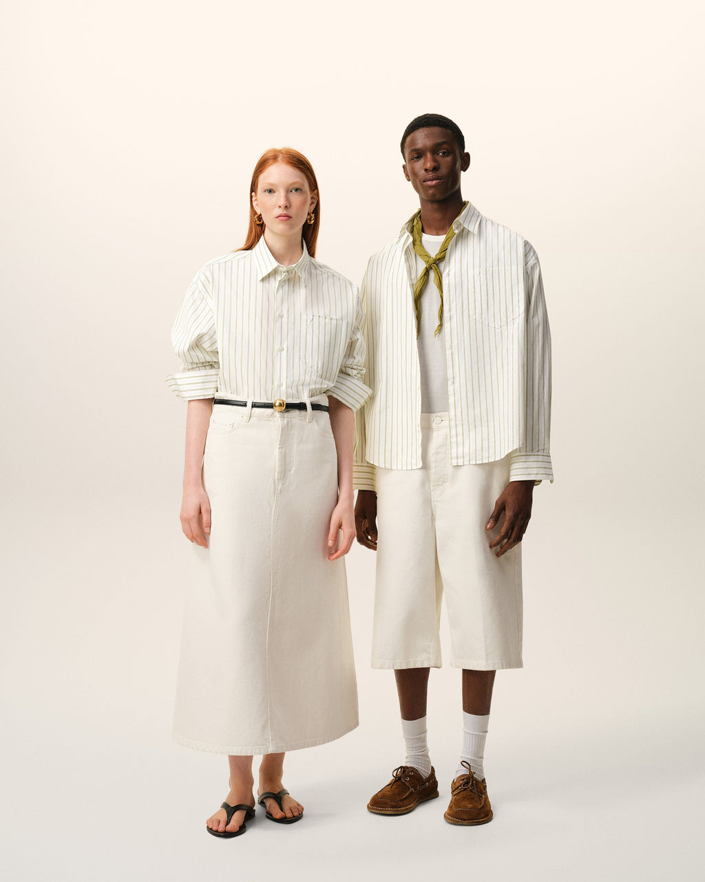White Striped Cotton Ami De Coeur Boxy Shirt