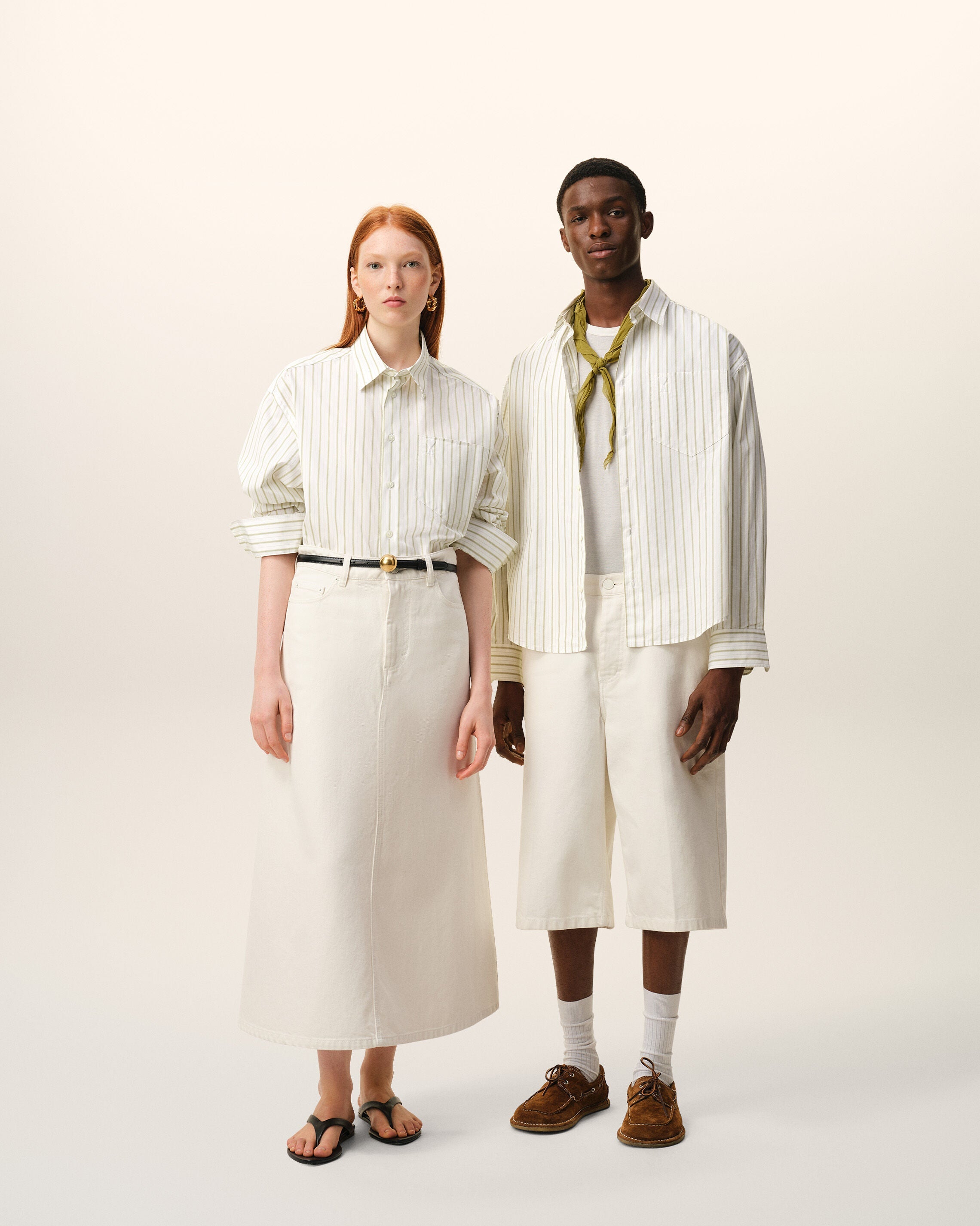 White Striped Cotton Ami De Coeur Boxy Shirt