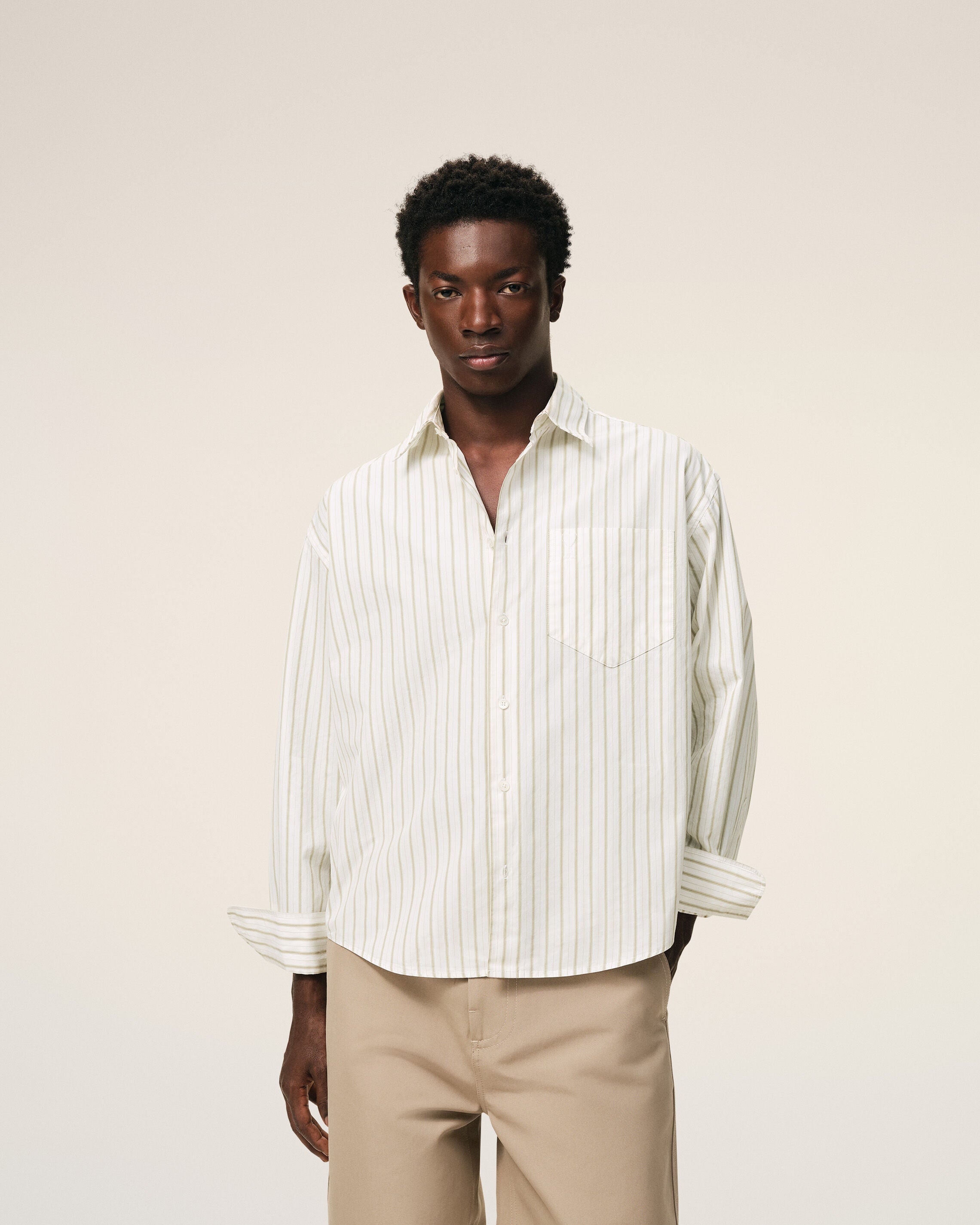 White Striped Cotton Ami De Coeur Boxy Shirt