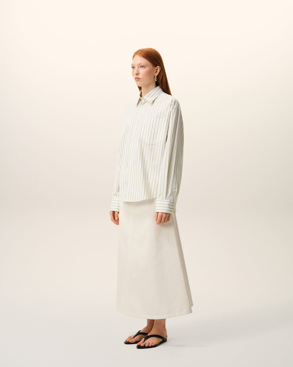 White Striped Cotton Ami De Coeur Boxy Shirt