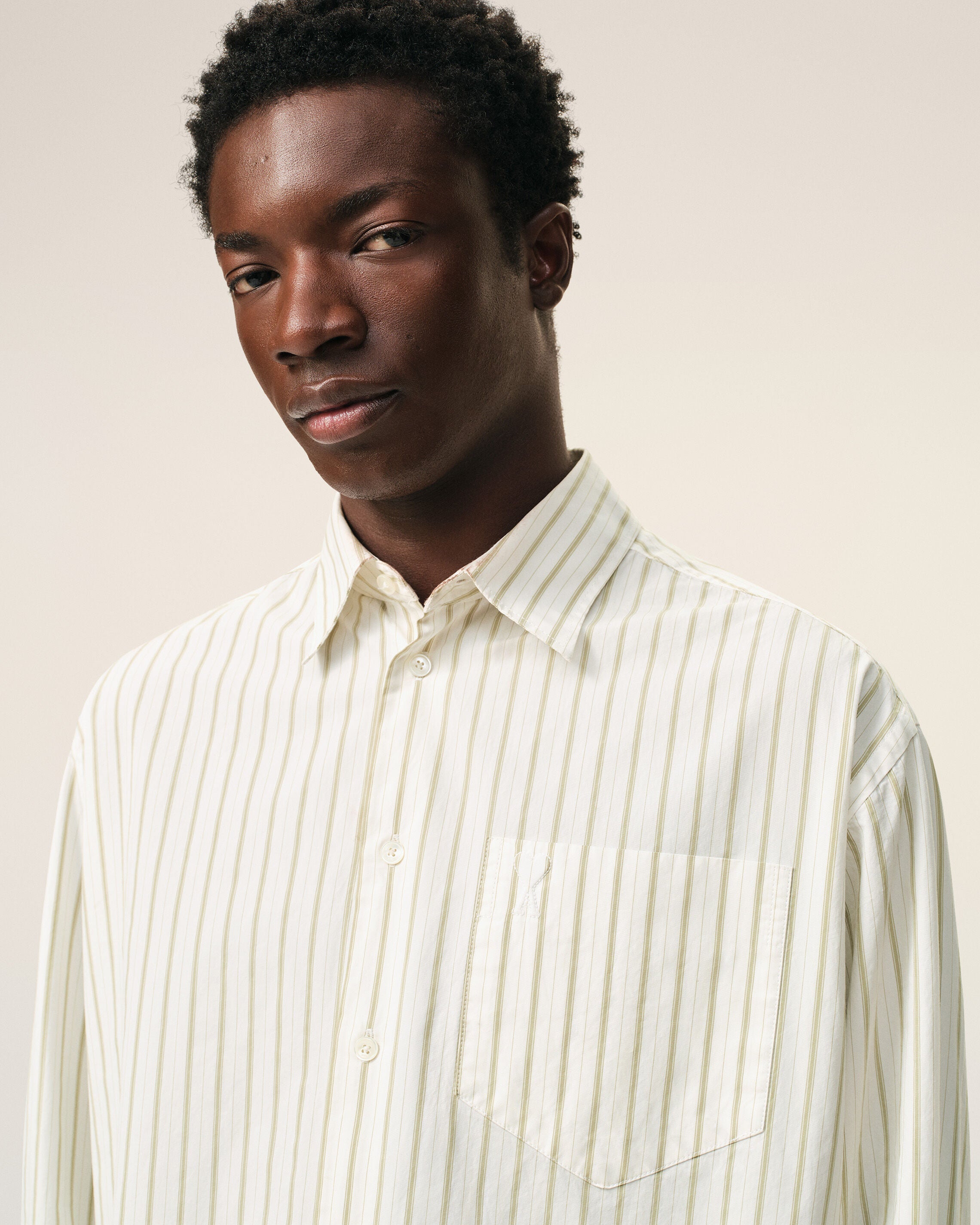 White Striped Cotton Ami De Coeur Boxy Shirt