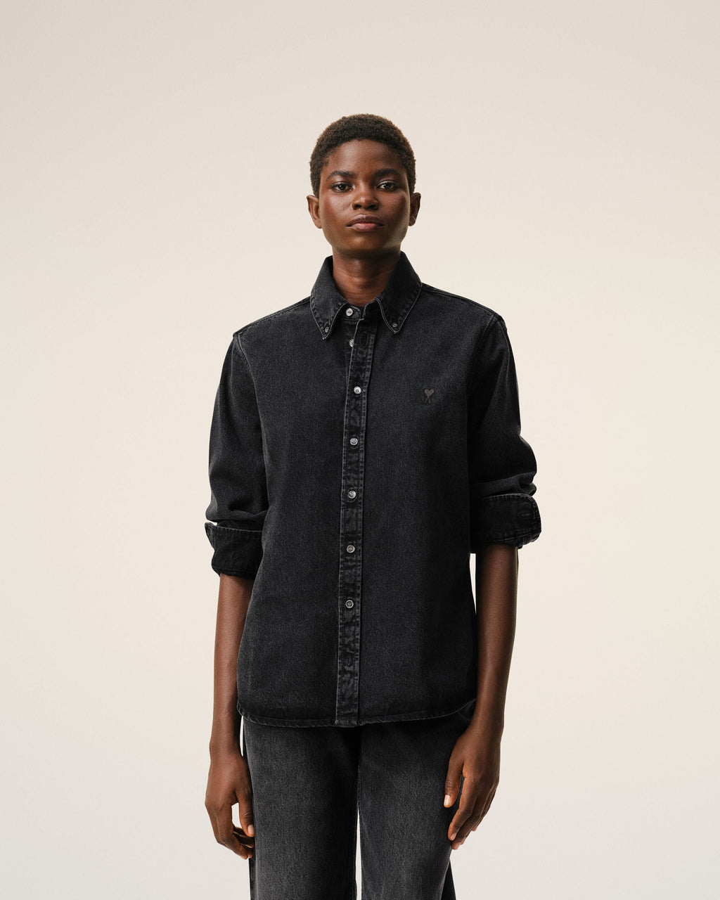 Black Denim Cotton Ami De Coeur Shirt