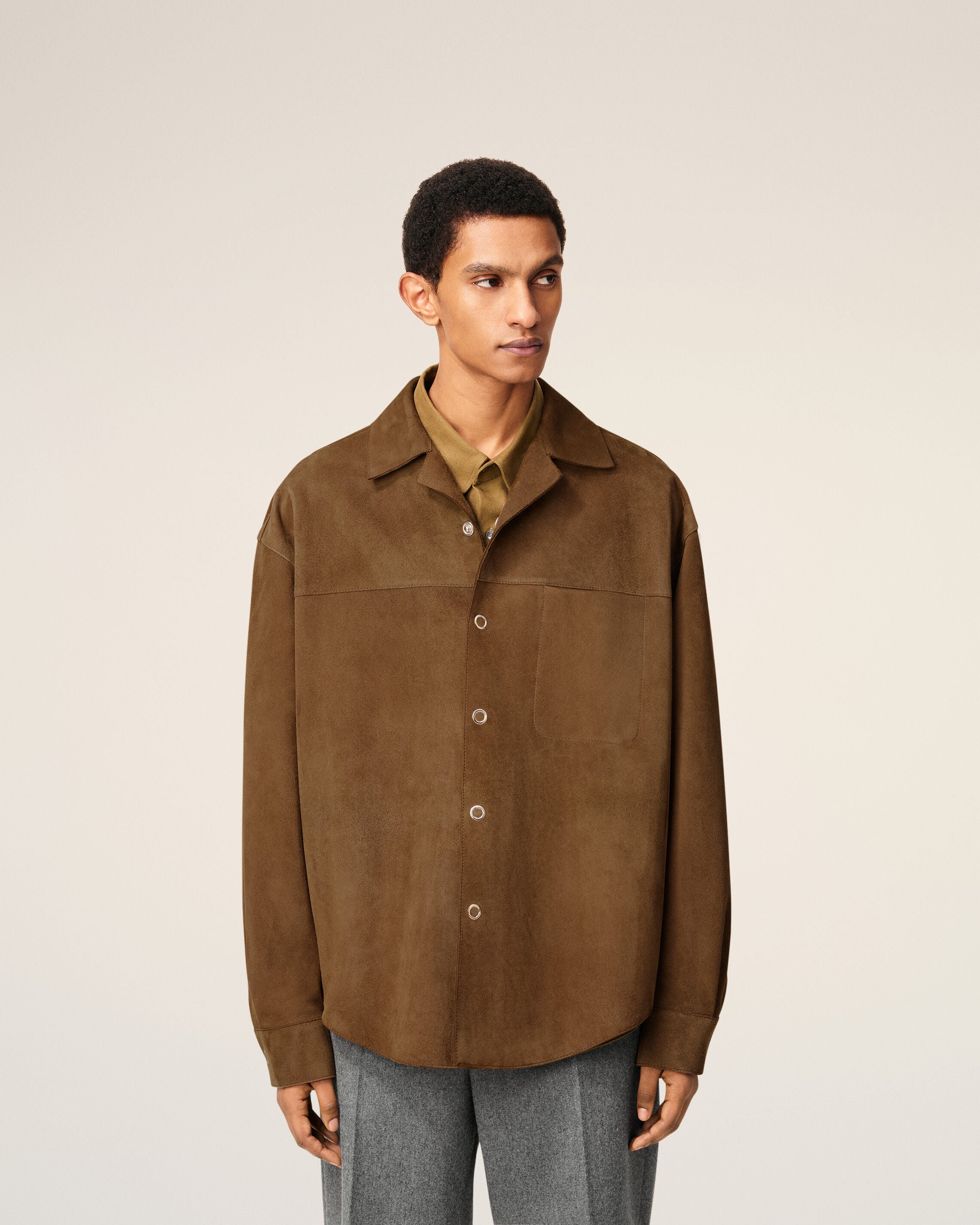 Brown Leather Overshirt