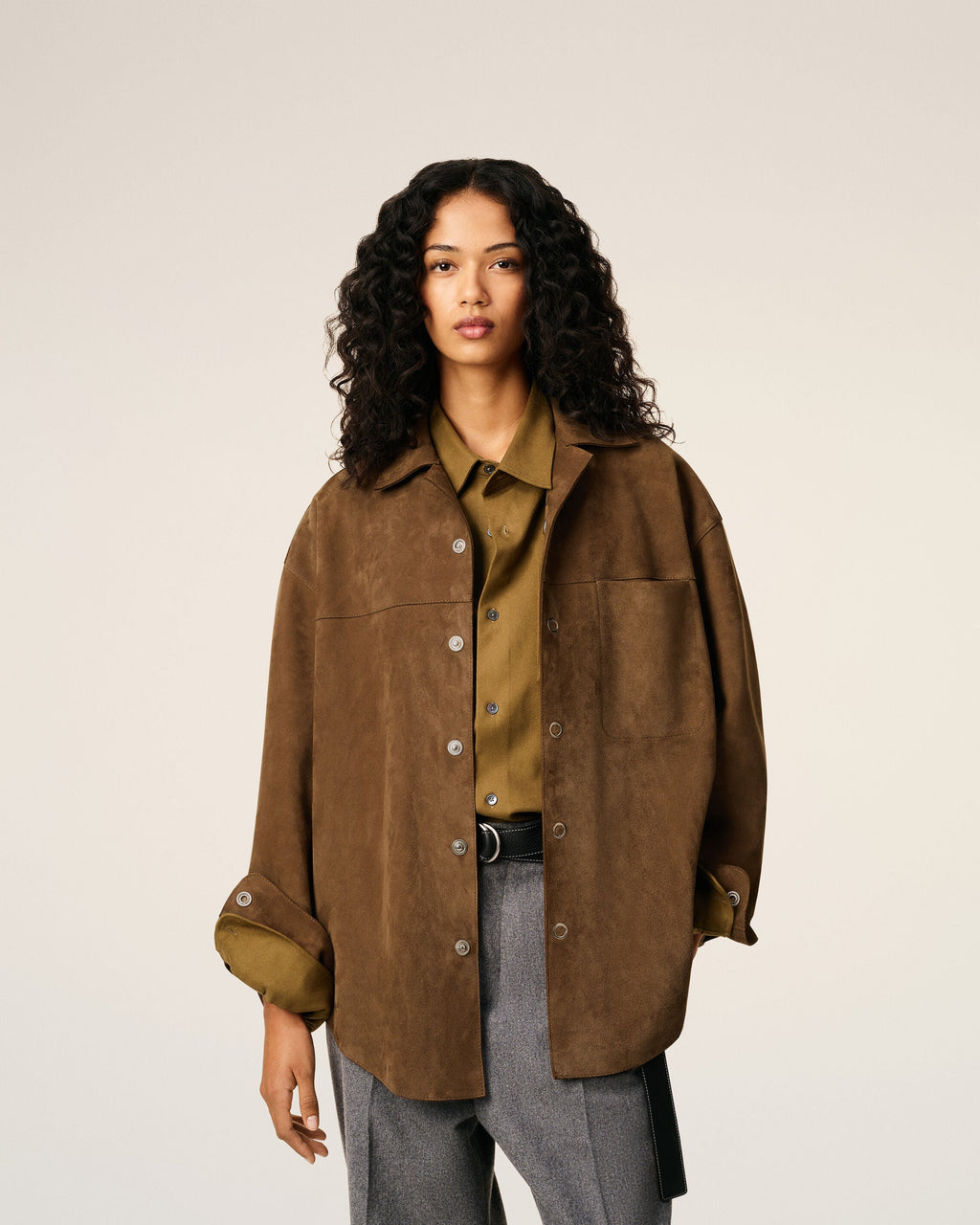 Brown Leather Overshirt