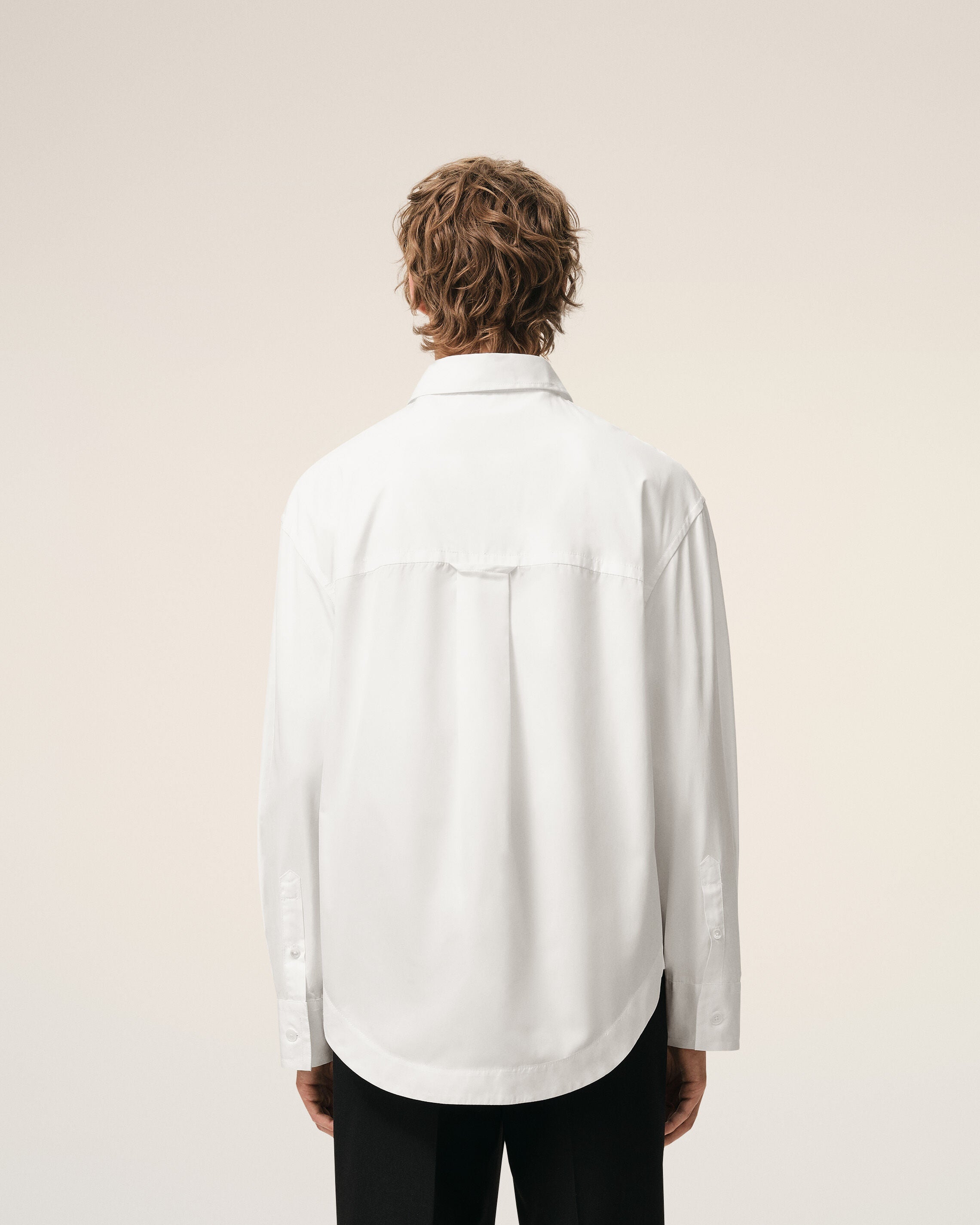 White Cotton Sharp Collar Ami De Coeur Wide Shirt