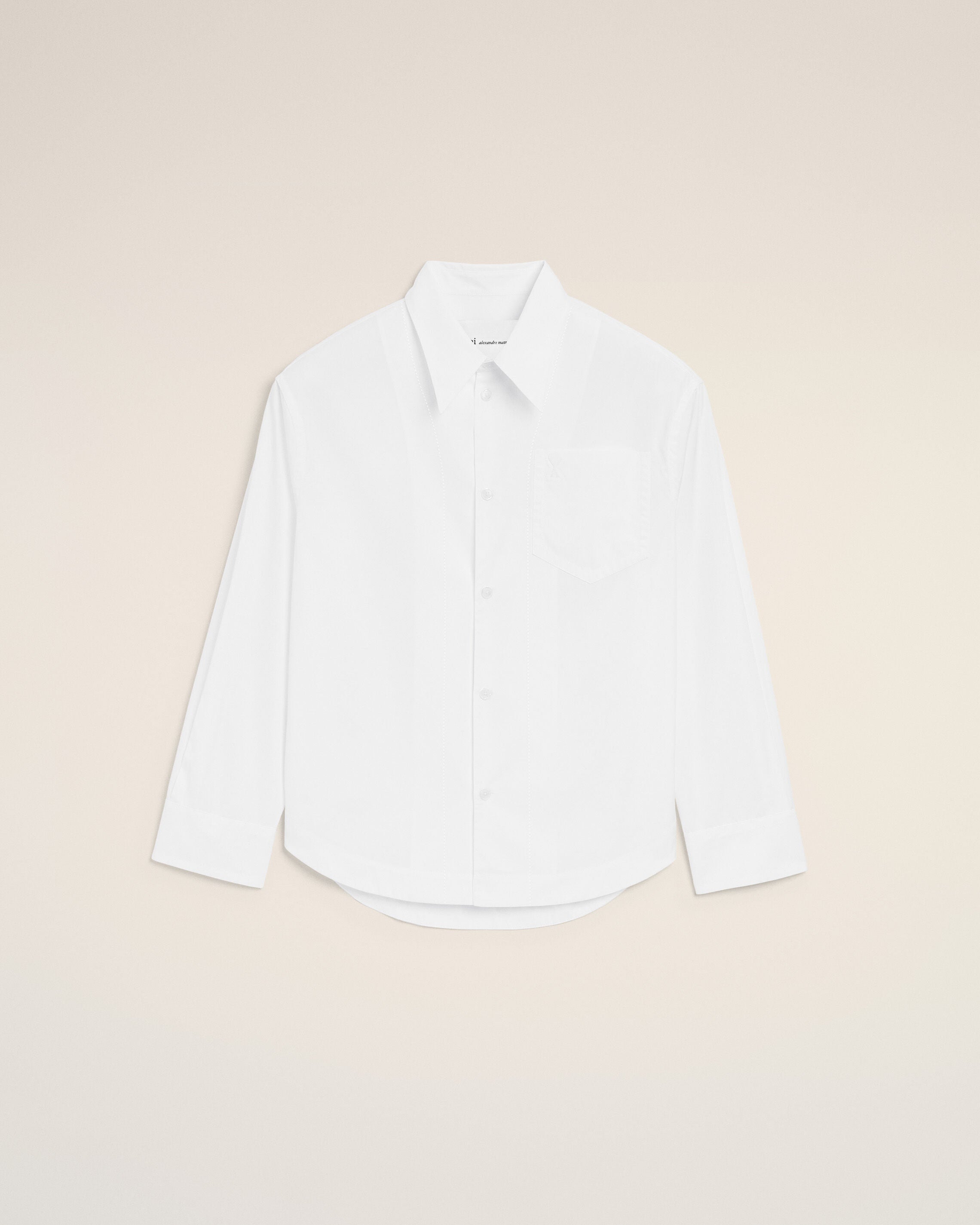 White Cotton Sharp Collar Ami De Coeur Wide Shirt