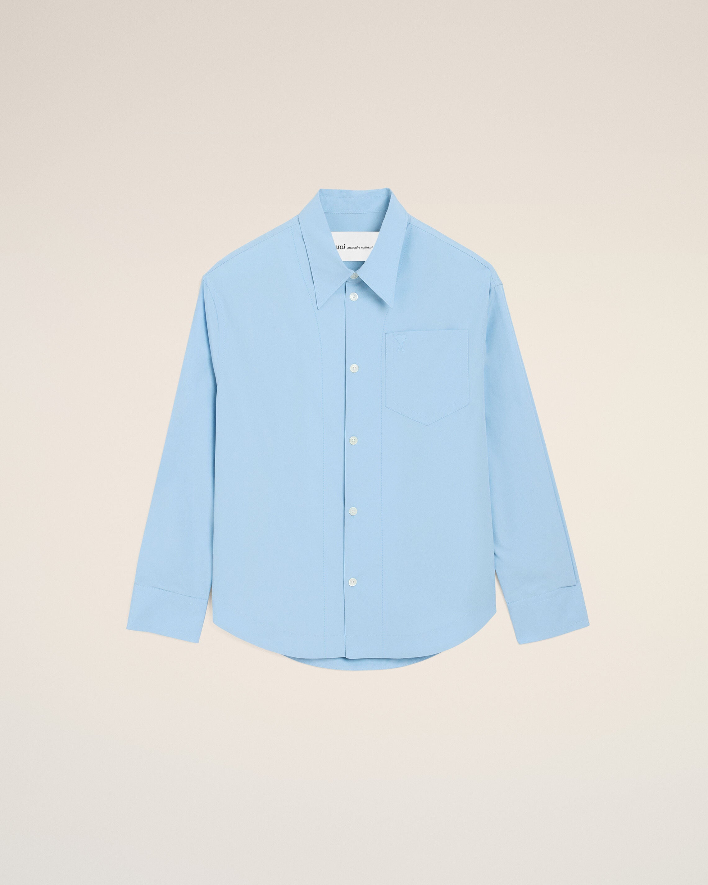 Blue Cotton Sharp Collar Ami De Coeur Wide Shirt
