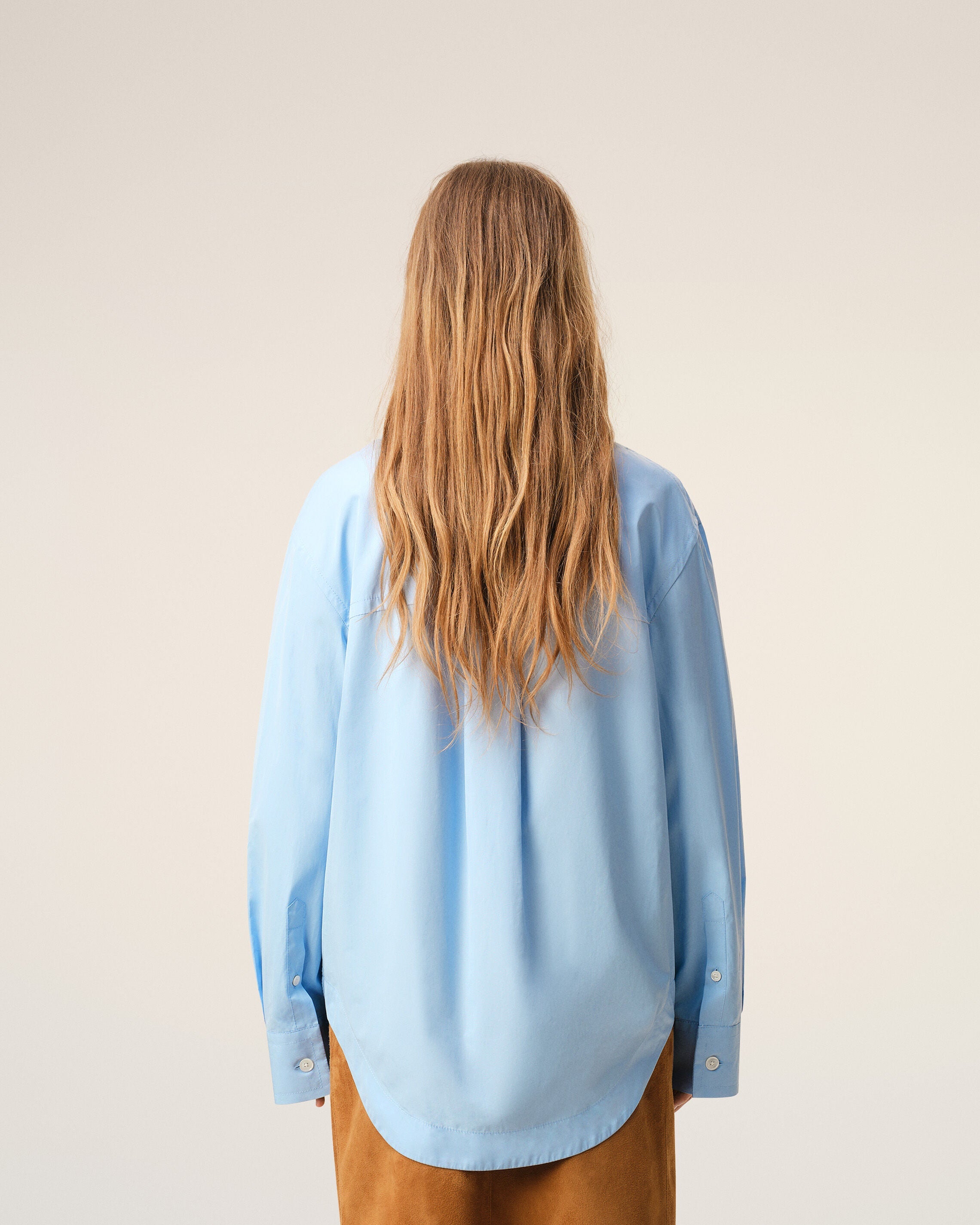 Blue Cotton Sharp Collar Ami De Coeur Wide Shirt