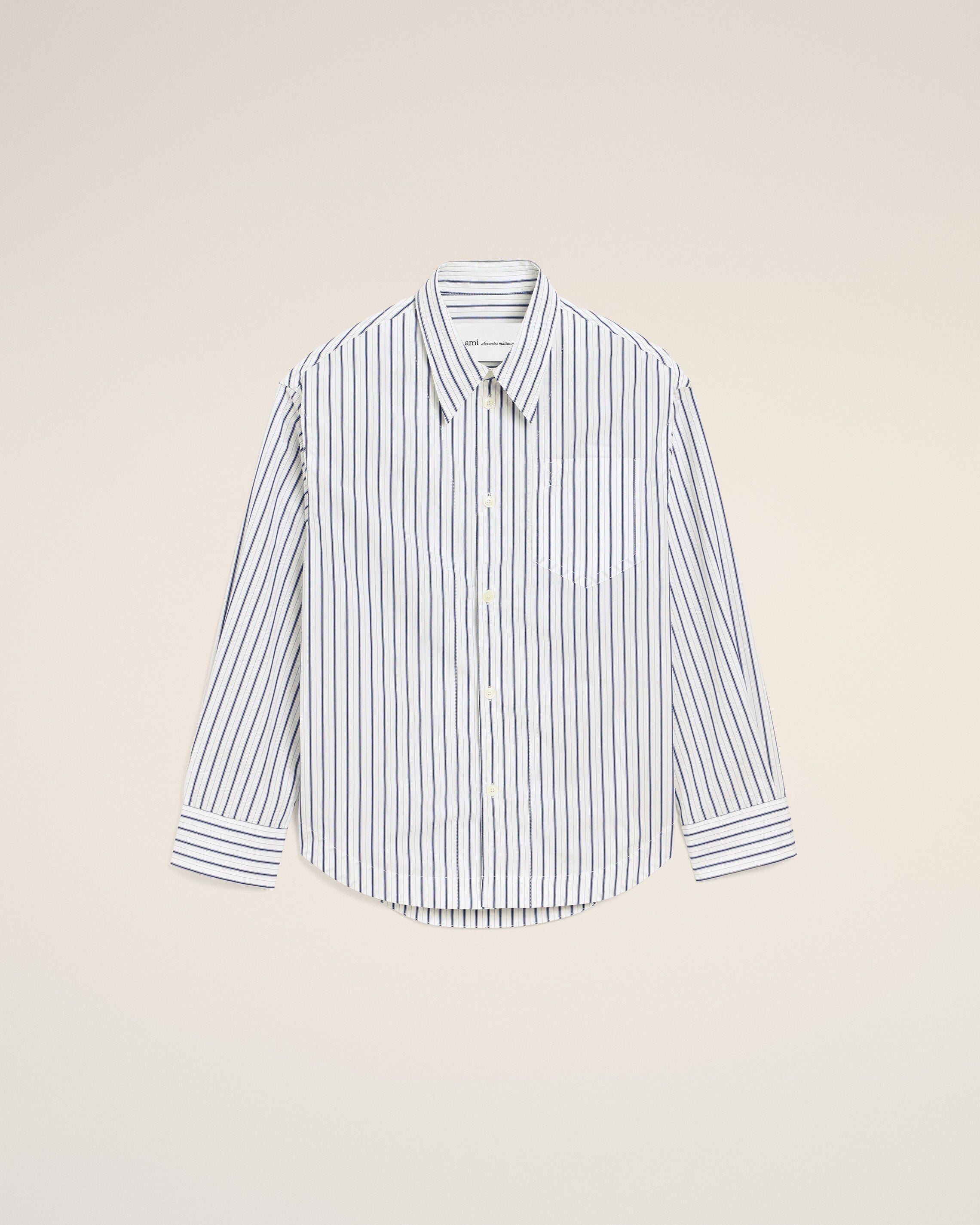 White Striped Cotton Ami De Coeur Wide Shirt