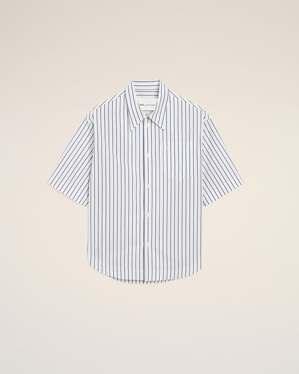 White Striped Cotton Short Sleeve Ami De Coeur Wide Shirt