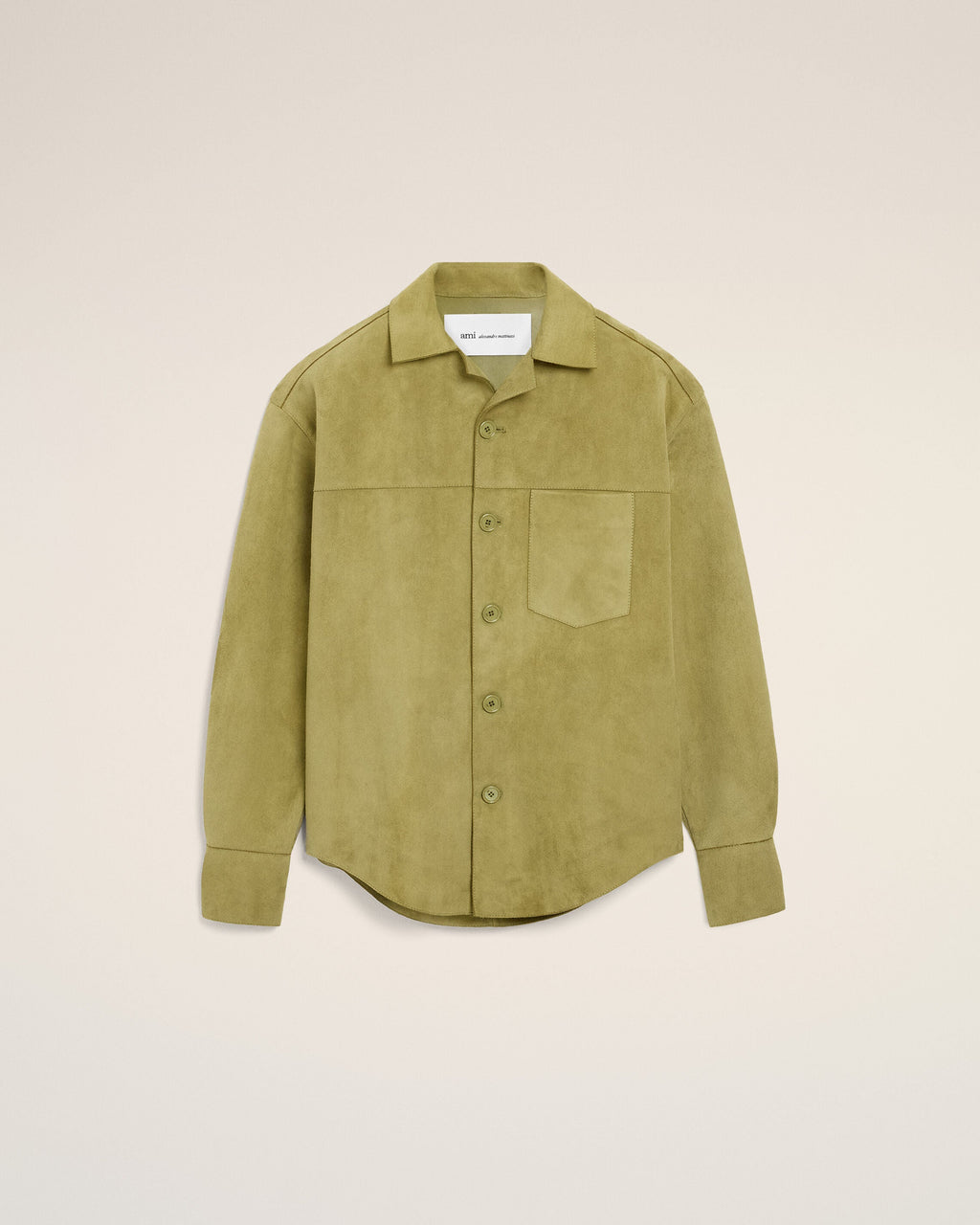 Green Goat Leather Buttoned Overshirt