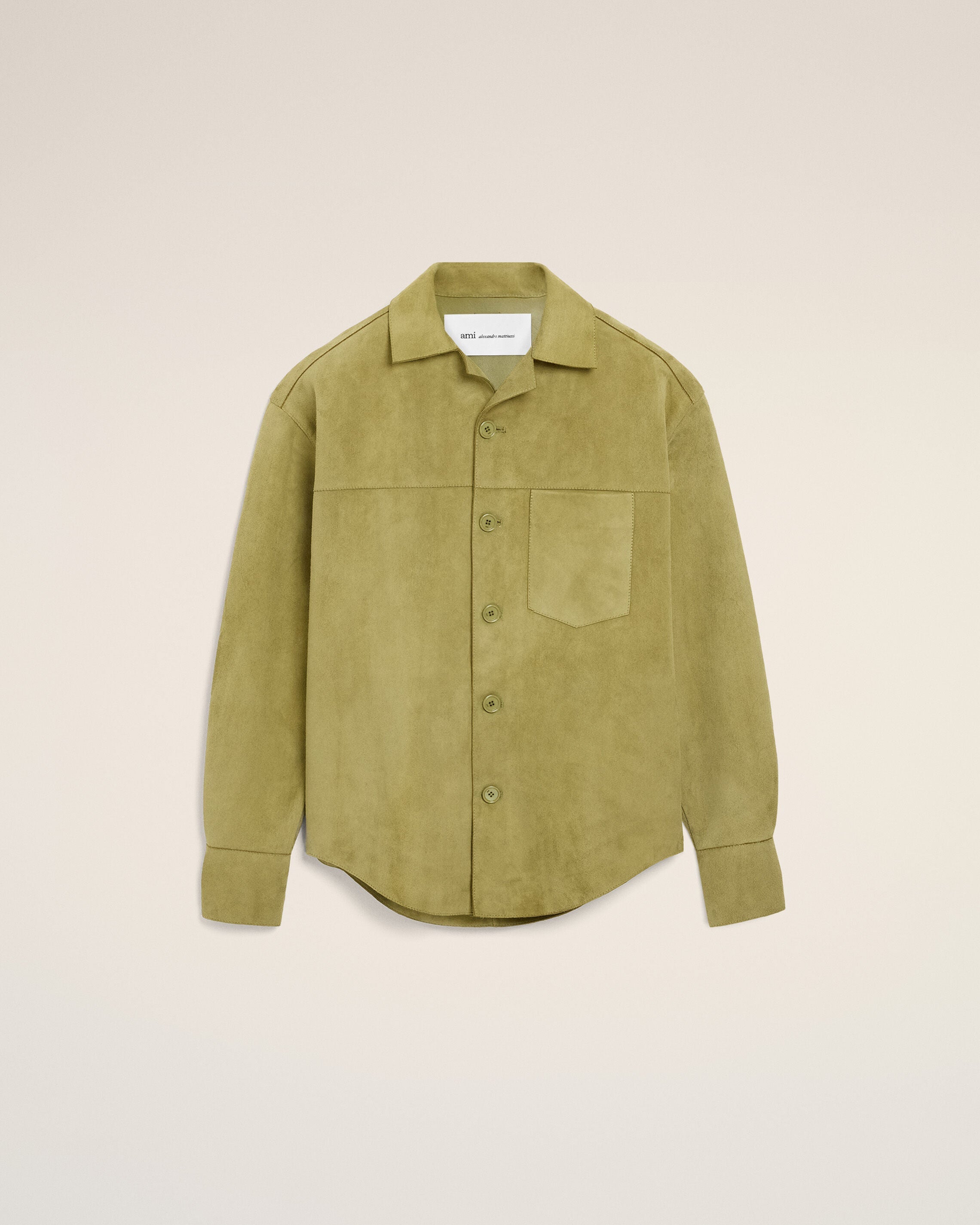 Green Goat Leather Buttoned Overshirt