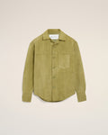Green Goat Leather Buttoned Overshirt