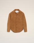 Brown Goat Leather Buttoned Overshirt