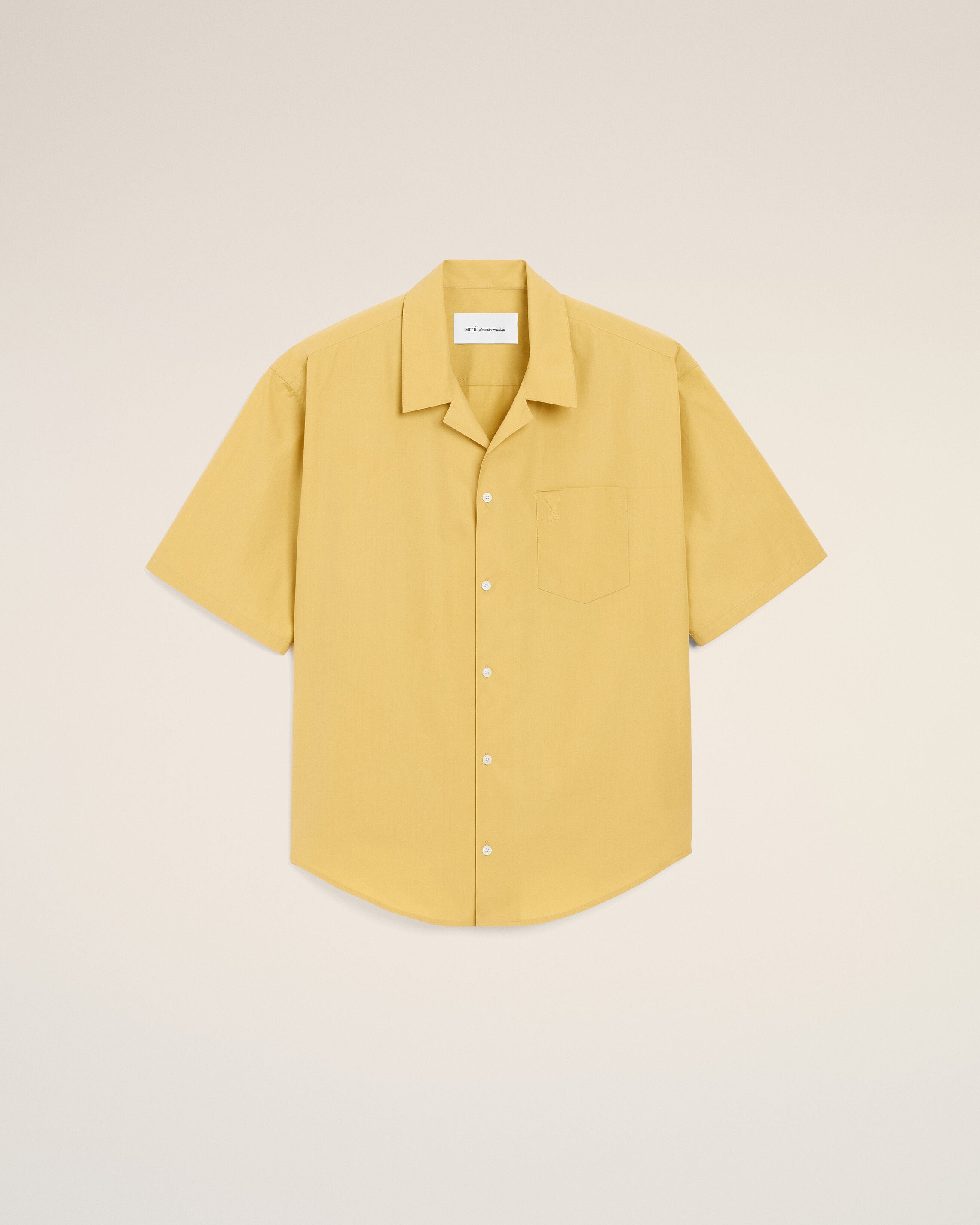 Yellow Cotton Short Sleeve Camp Collar Boxy Shirt