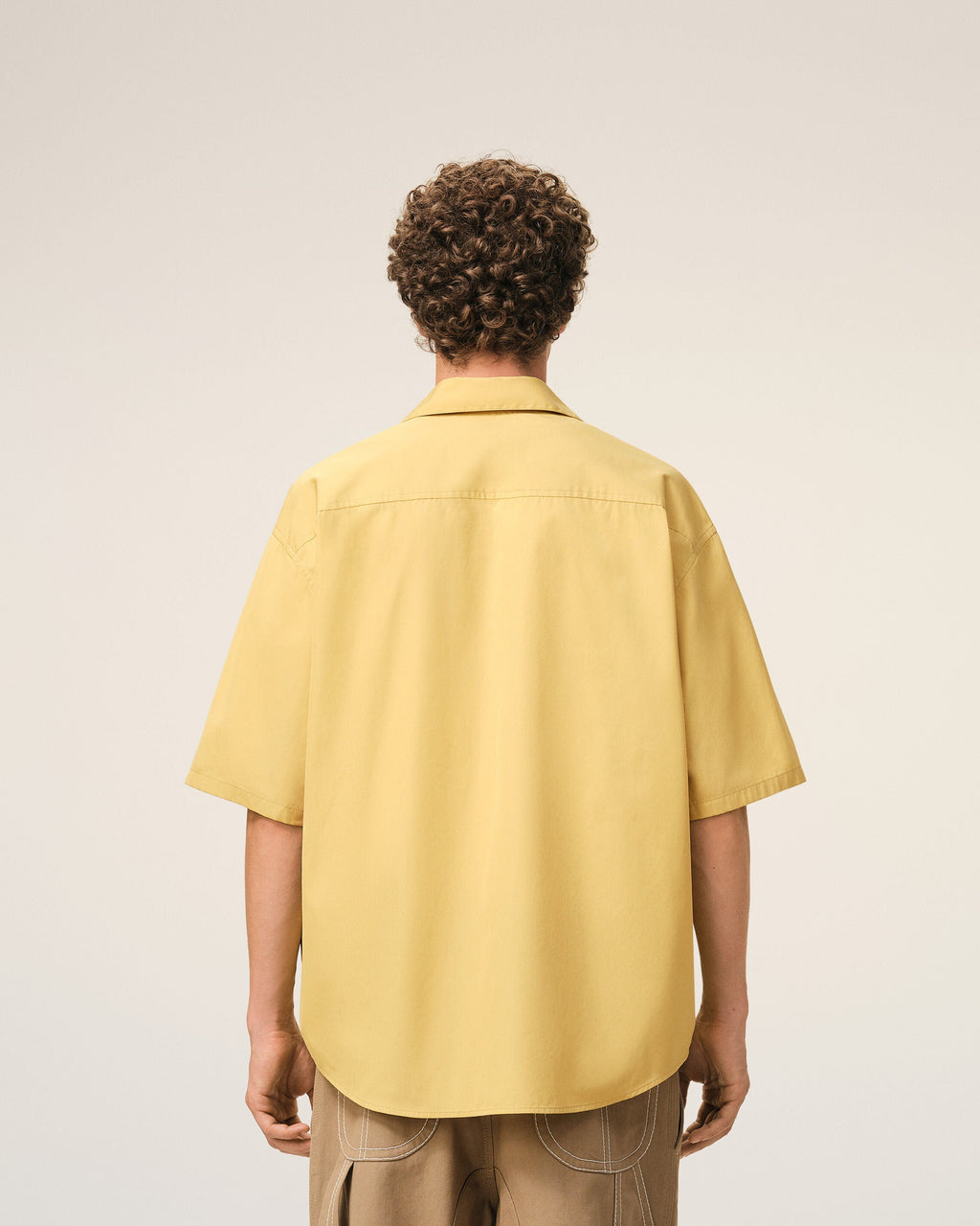 Yellow Cotton Short Sleeve Camp Collar Boxy Shirt