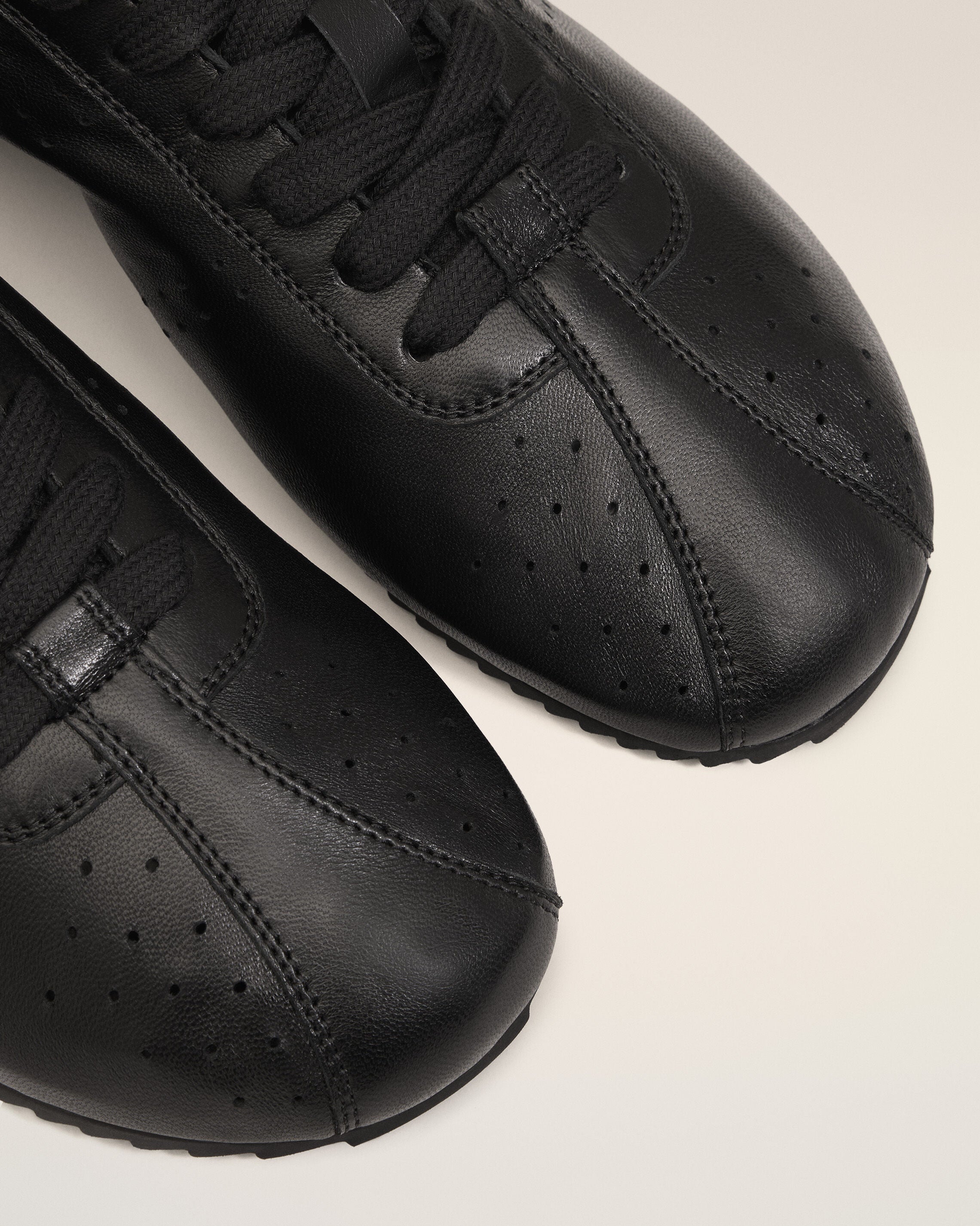 Black Cow Leather Soft Sneakers