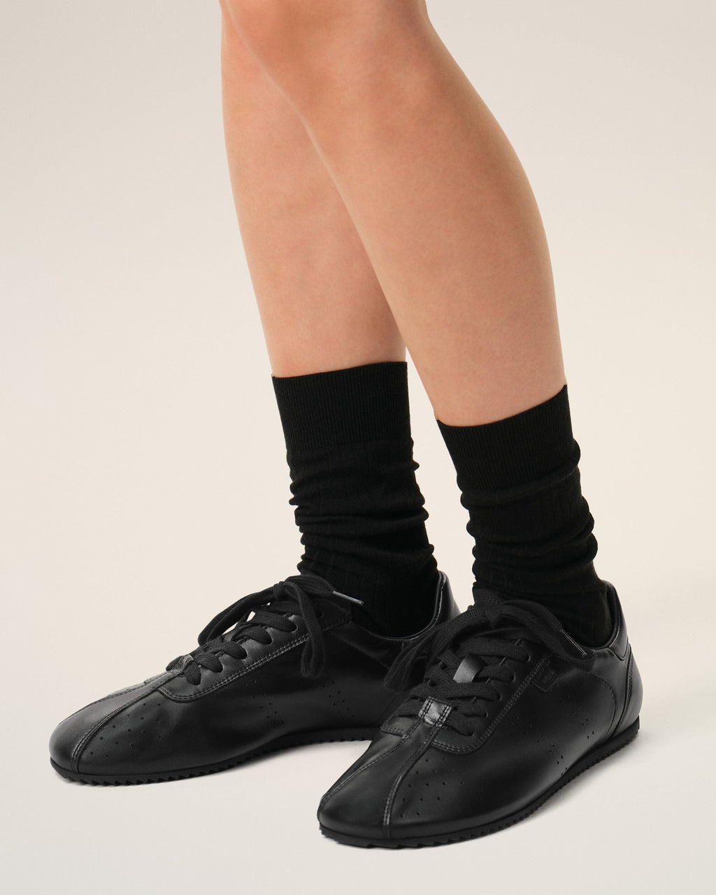 Black Cow Leather Soft Sneakers