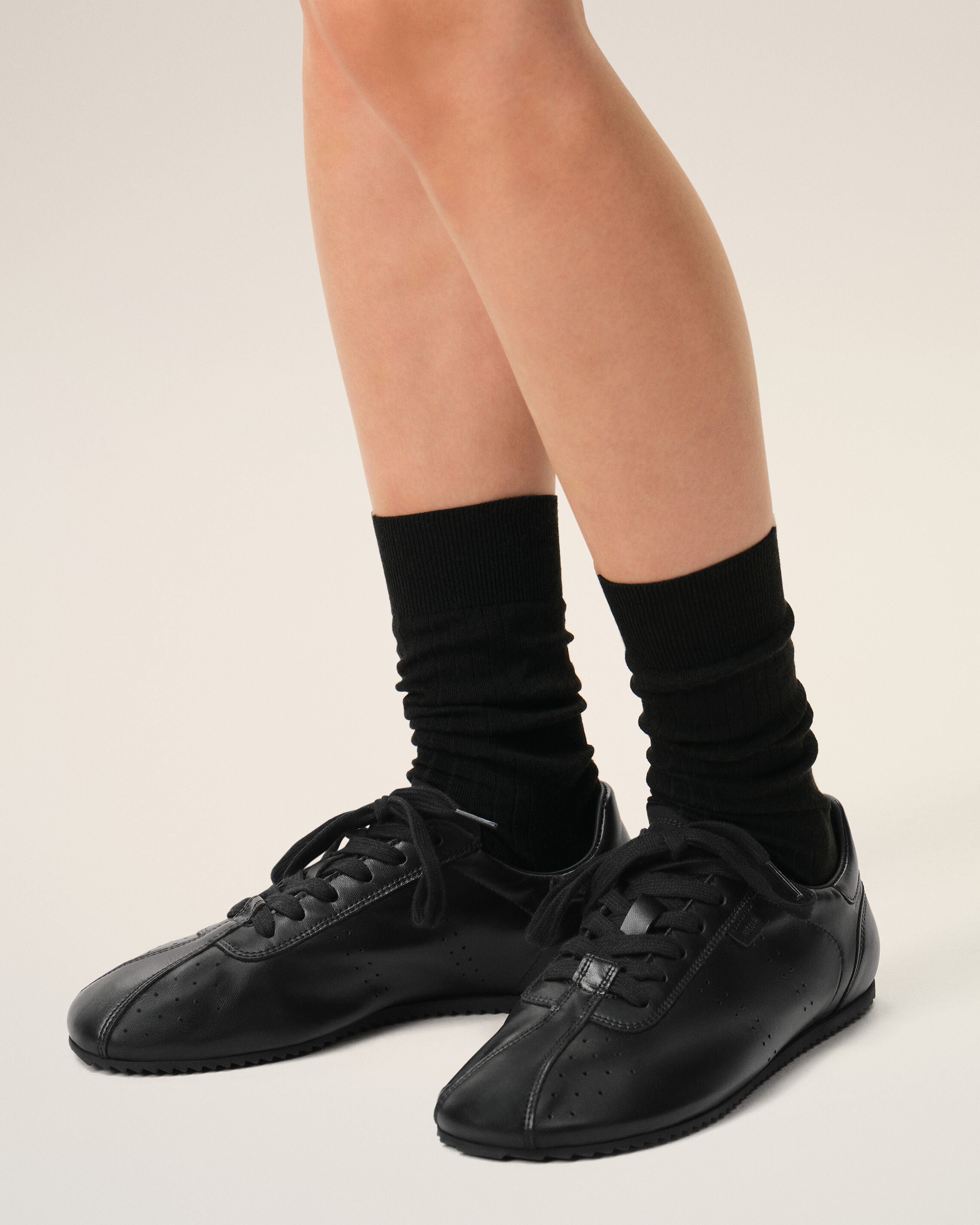 Black Cow Leather Soft Sneakers