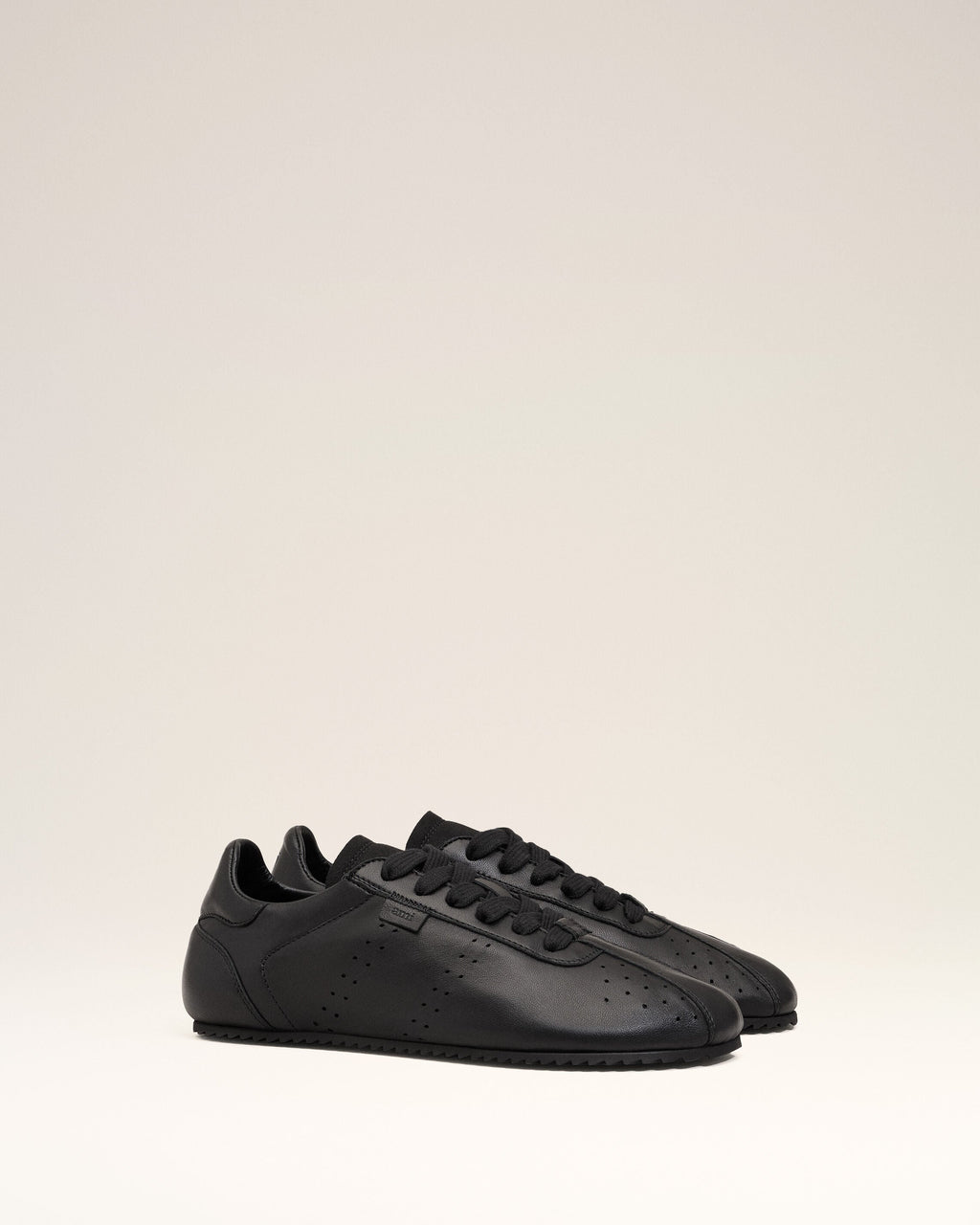 Black Cow Leather Soft Sneakers