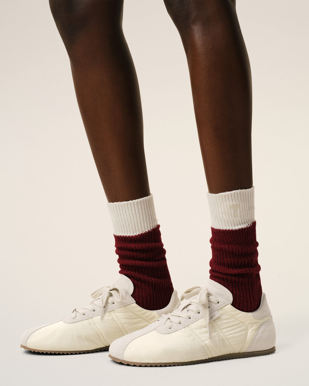 White Nylon Soft Sneakers