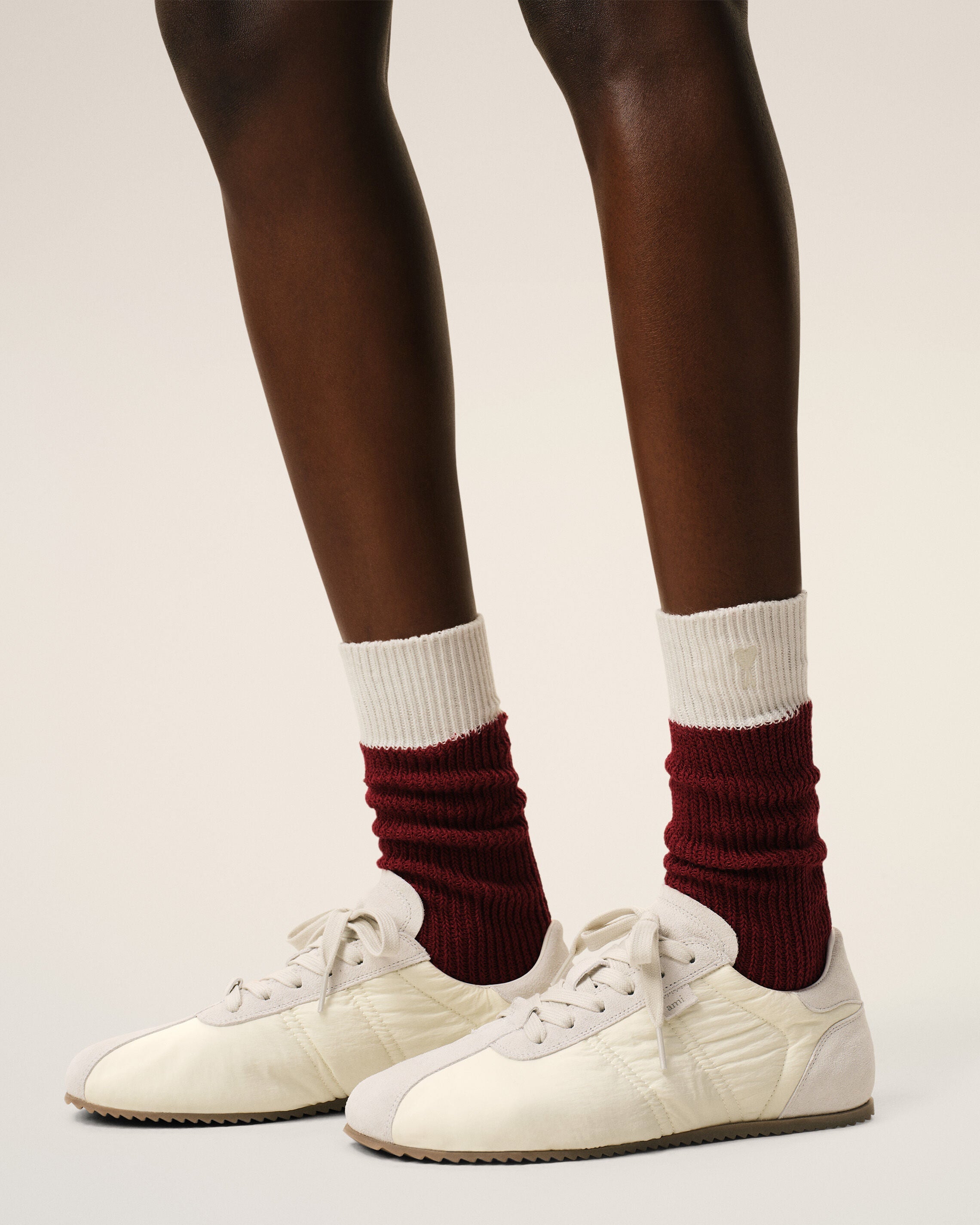 White Nylon Soft Sneakers