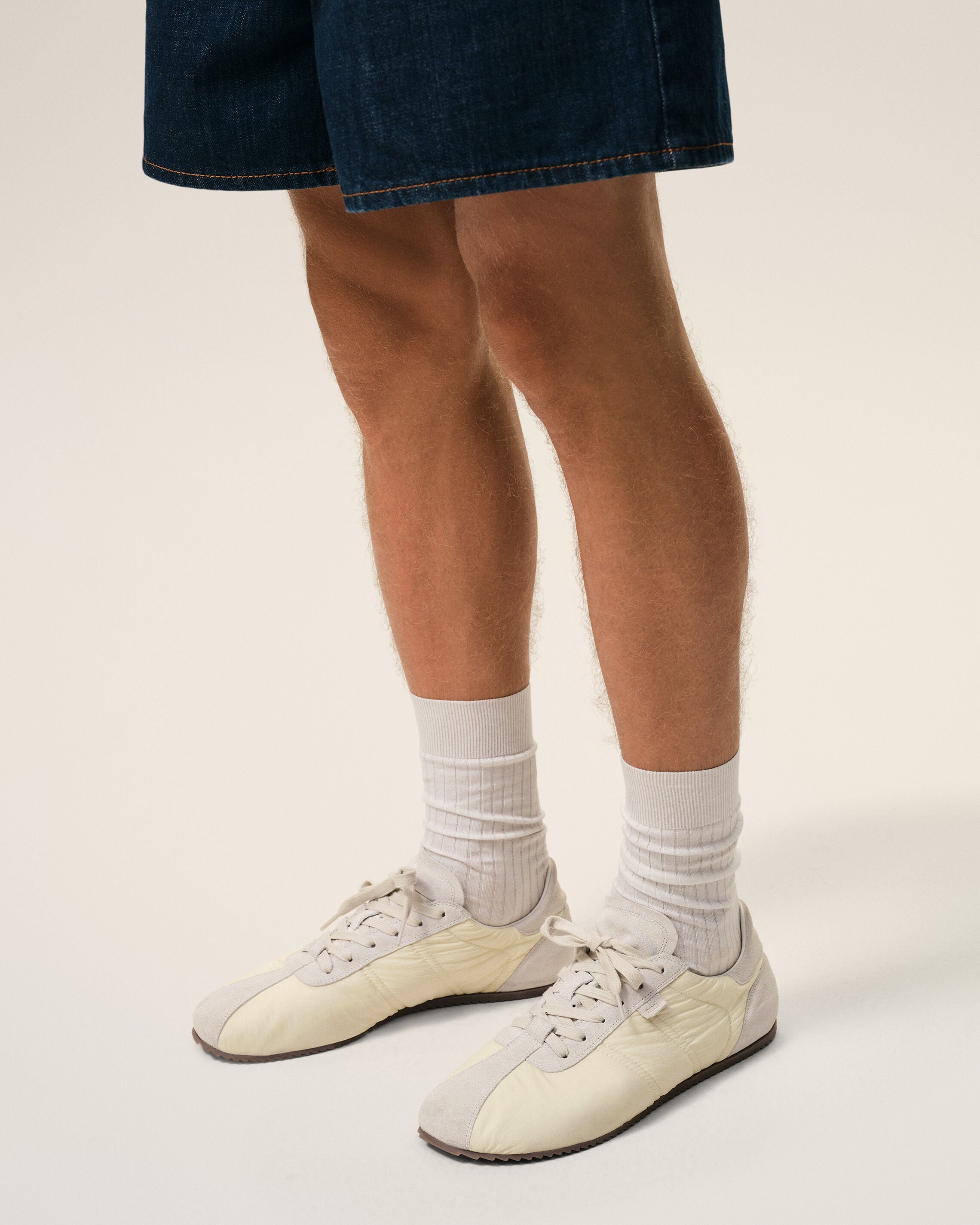 White Nylon Soft Sneakers