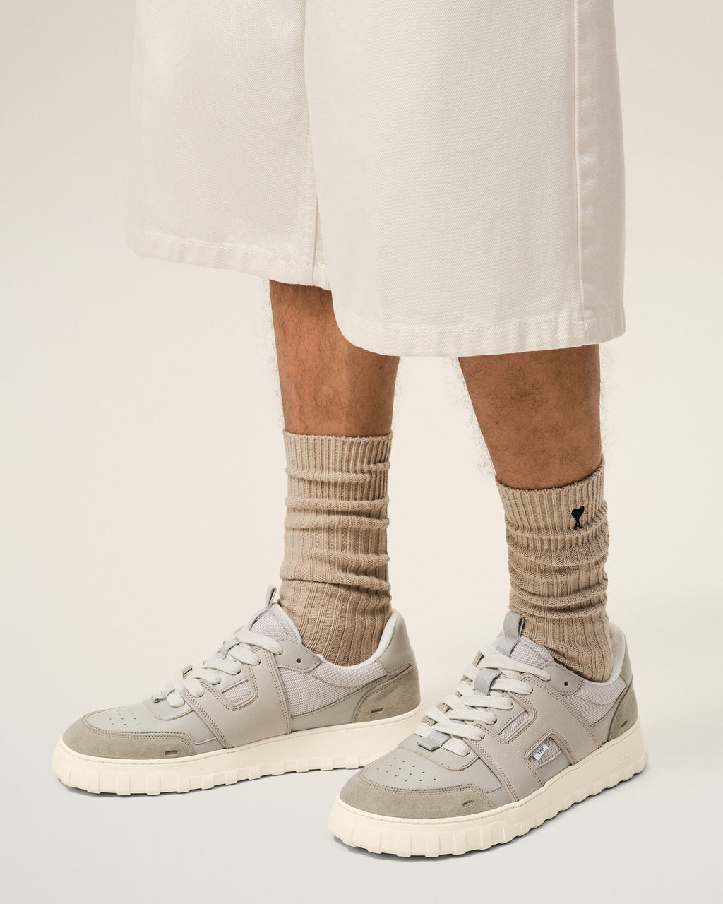 Grey Cowhide Leather A Walk Sneakers
