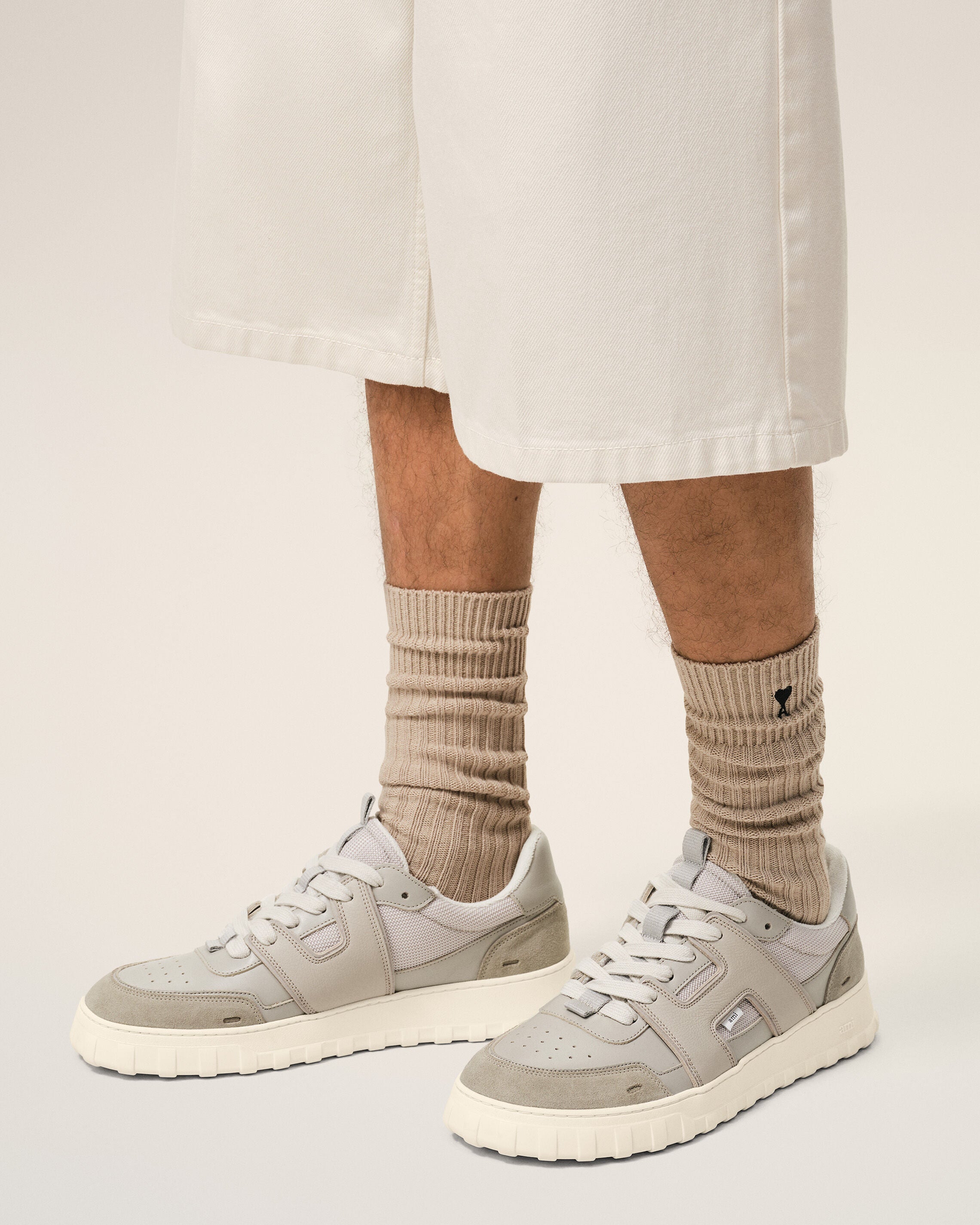 Grey Cowhide Leather A Walk Sneakers
