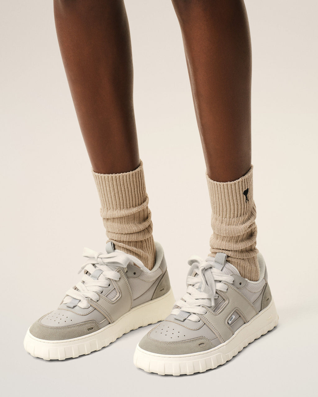 Grey Cowhide Leather A Walk Sneakers