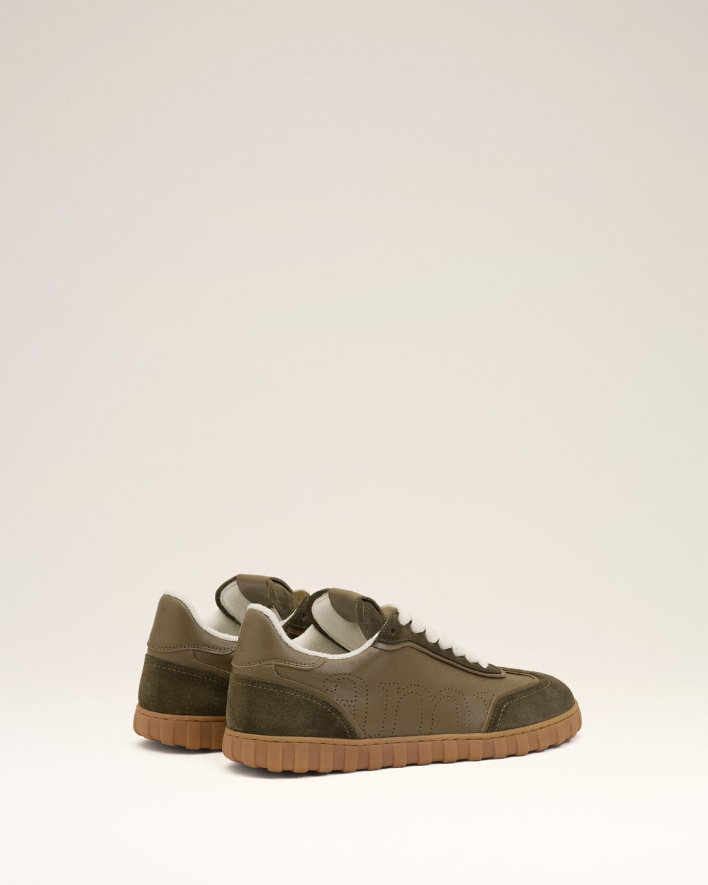 Green Cowhide Leather Step Sneakers