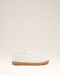 White Cowhide Leather Step Sneakers