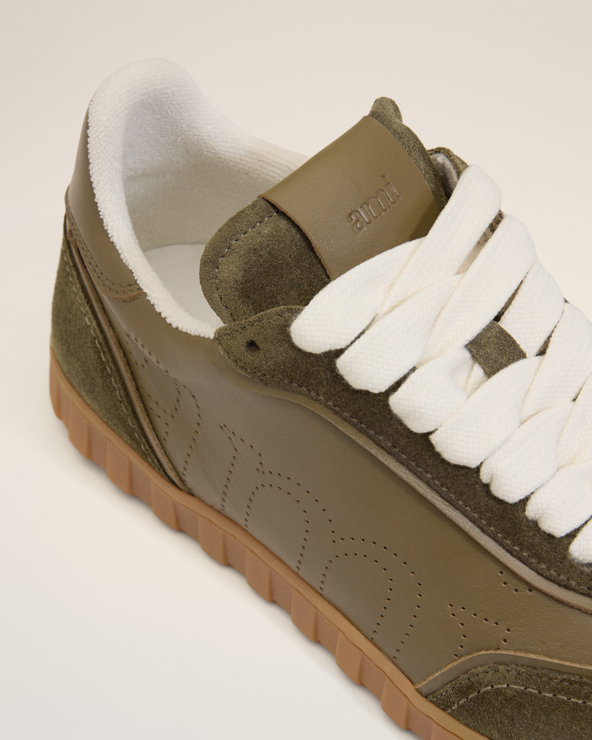 Green Cowhide Leather Step Sneakers