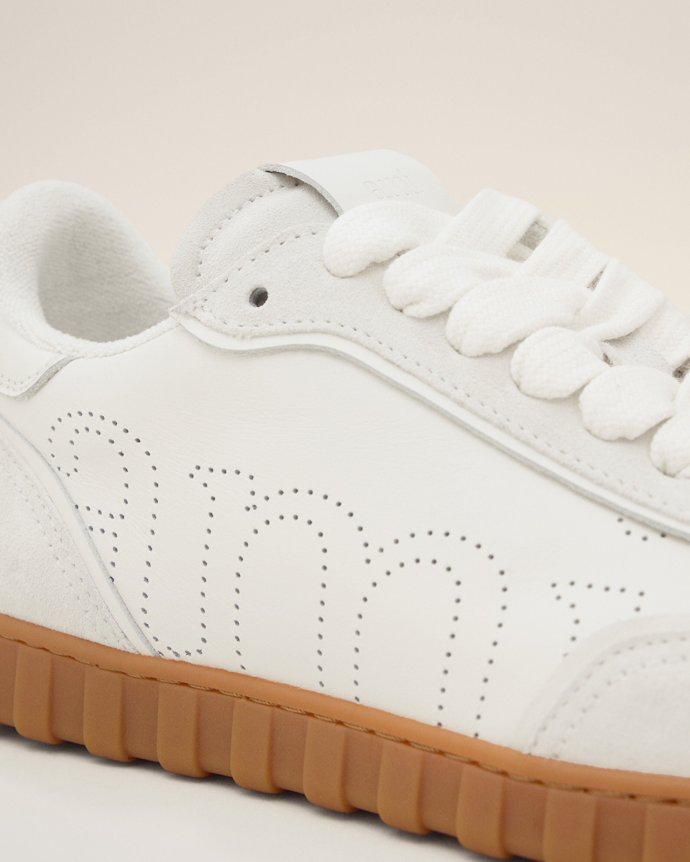 White Cowhide Leather Step Sneakers