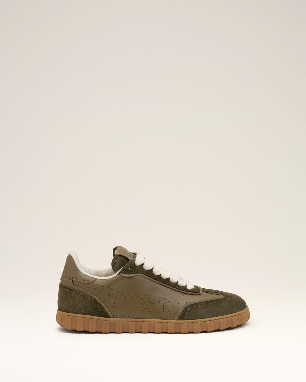 Green Cowhide Leather Step Sneakers