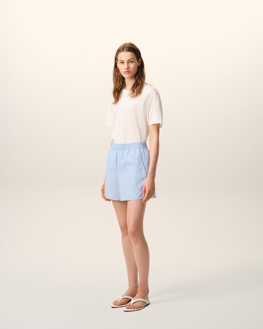 Blue Cotton Elasticated Shorts