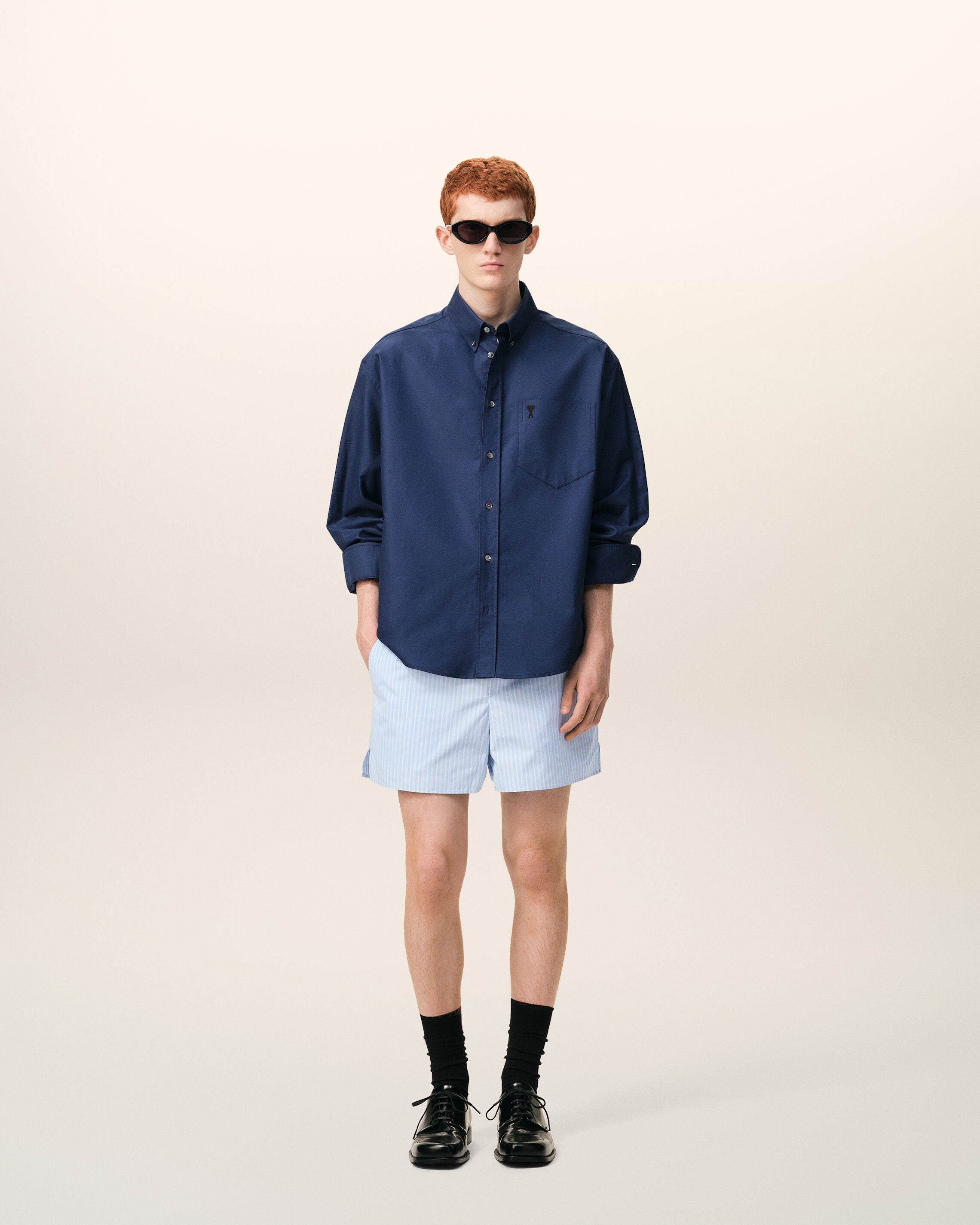 Blue Cotton Elasticated Shorts