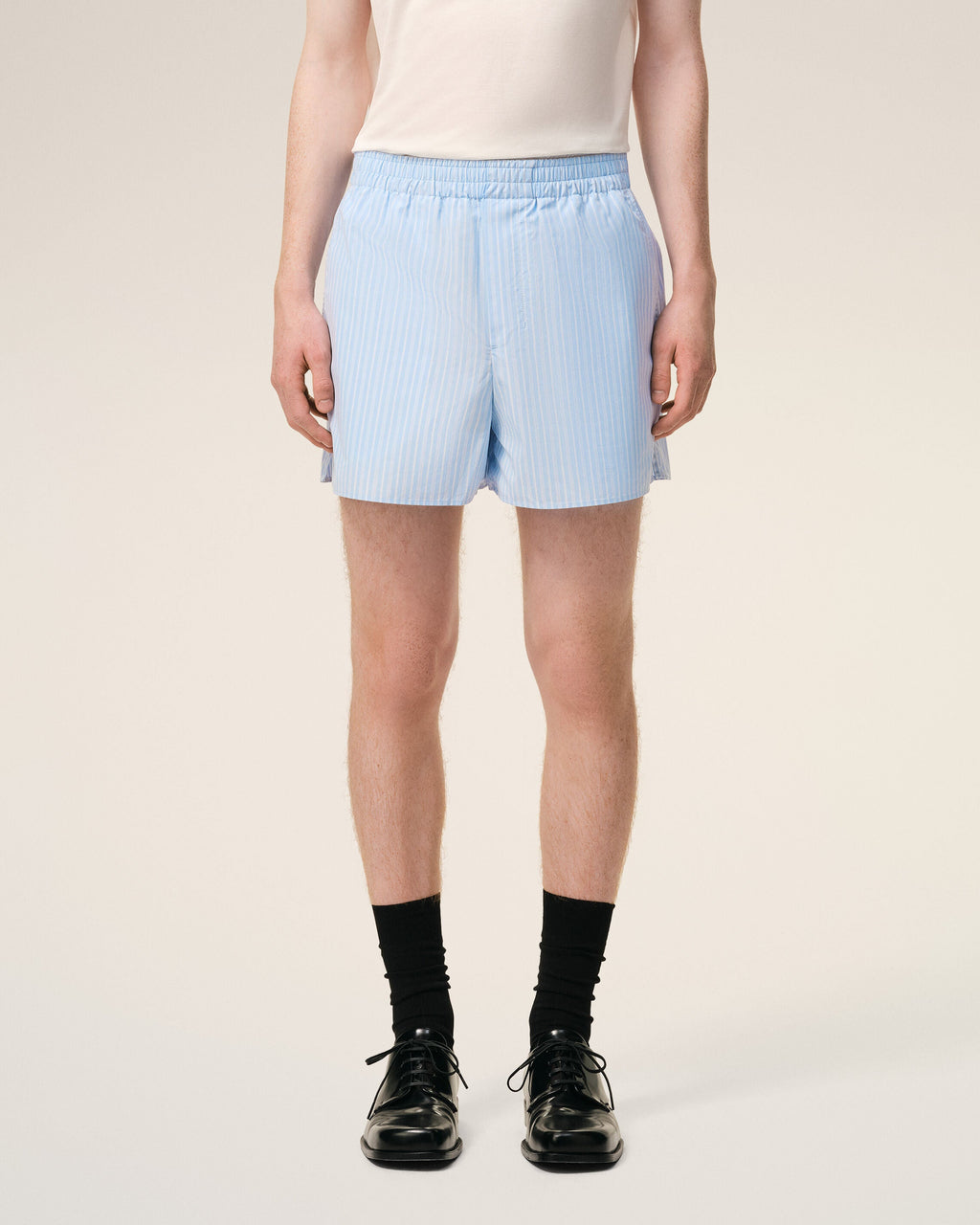 Blue Cotton Elasticated Shorts