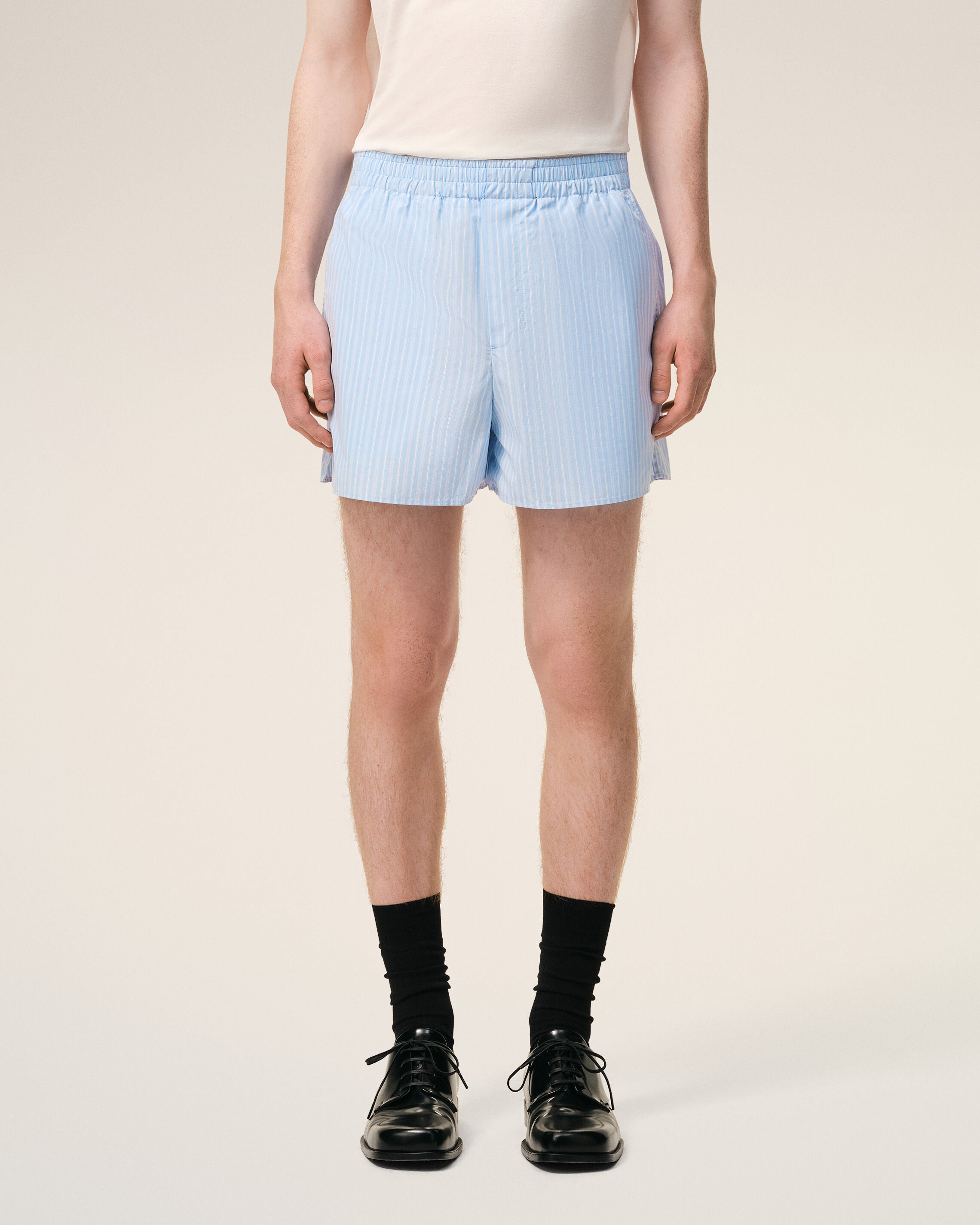 Blue Cotton Elasticated Shorts