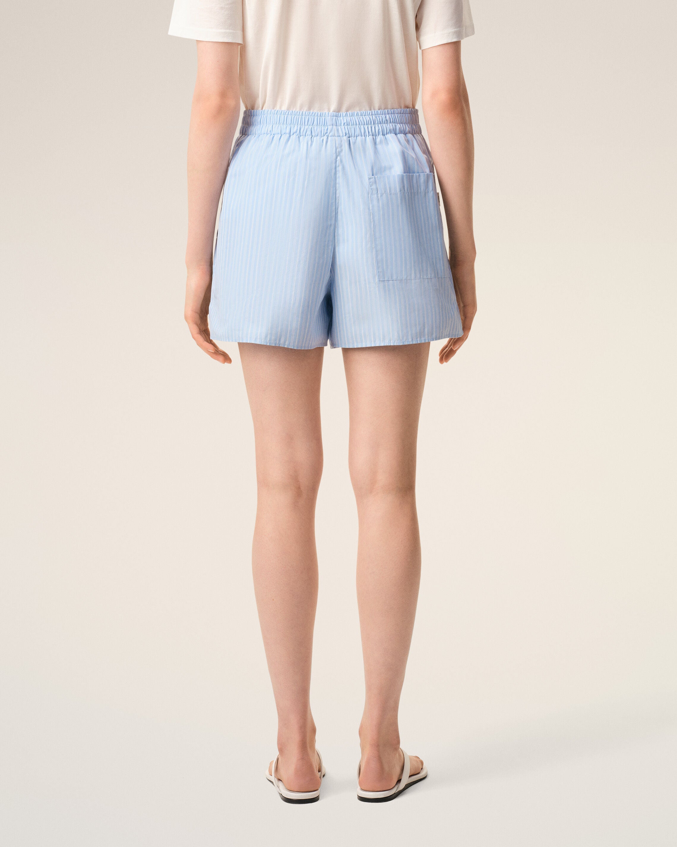 Blue Cotton Elasticated Shorts