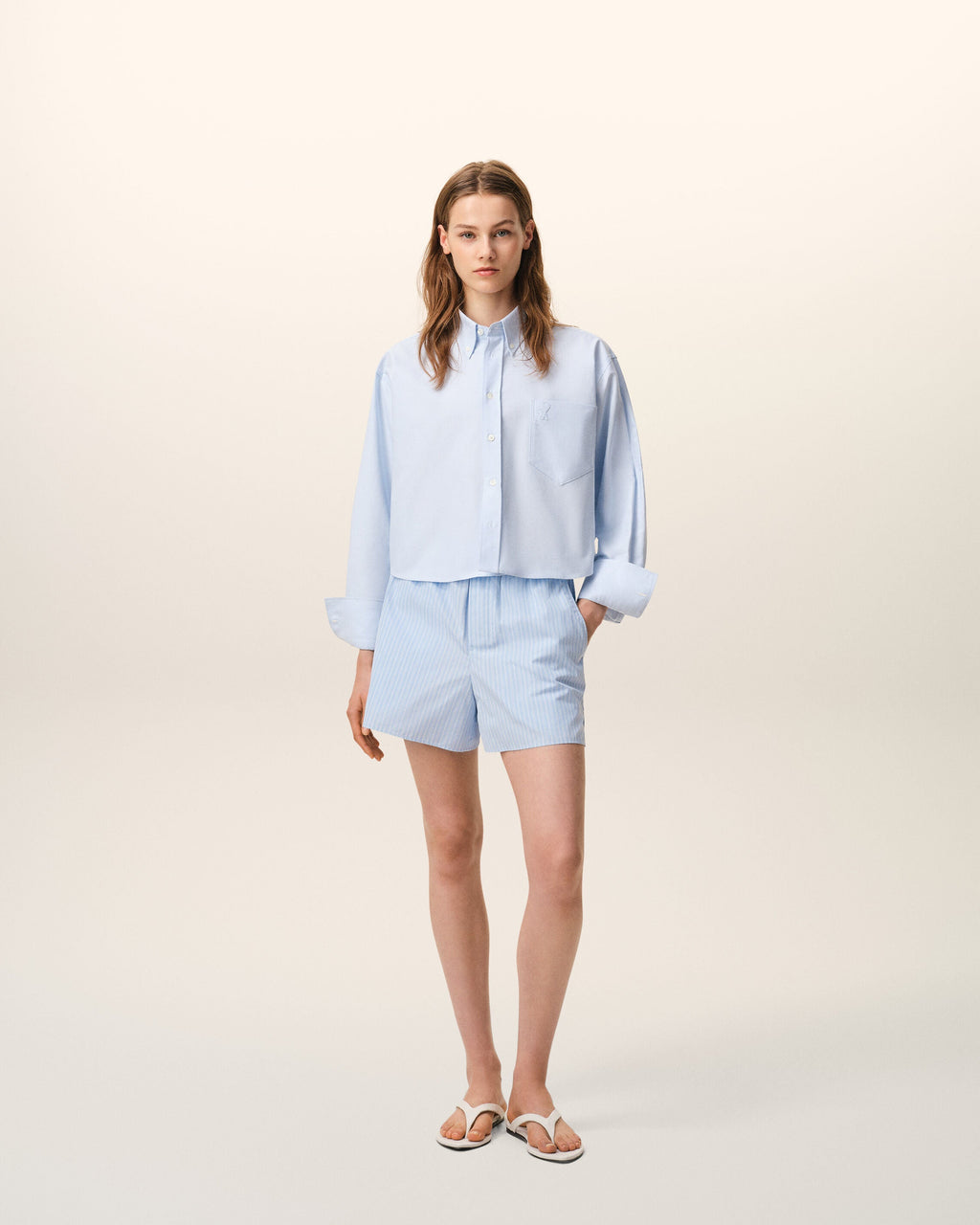 Blue Cotton Elasticated Shorts
