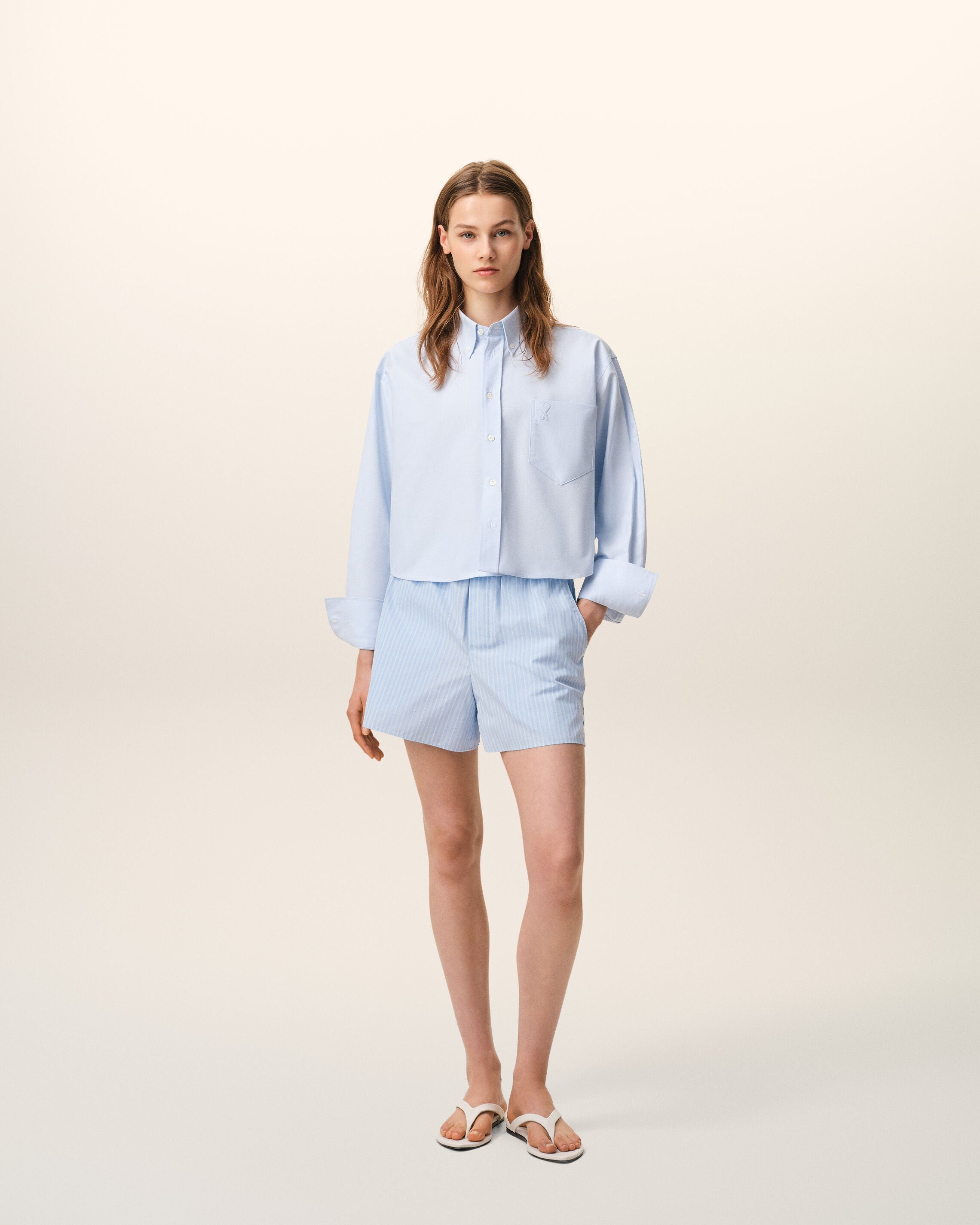 Blue Cotton Elasticated Shorts