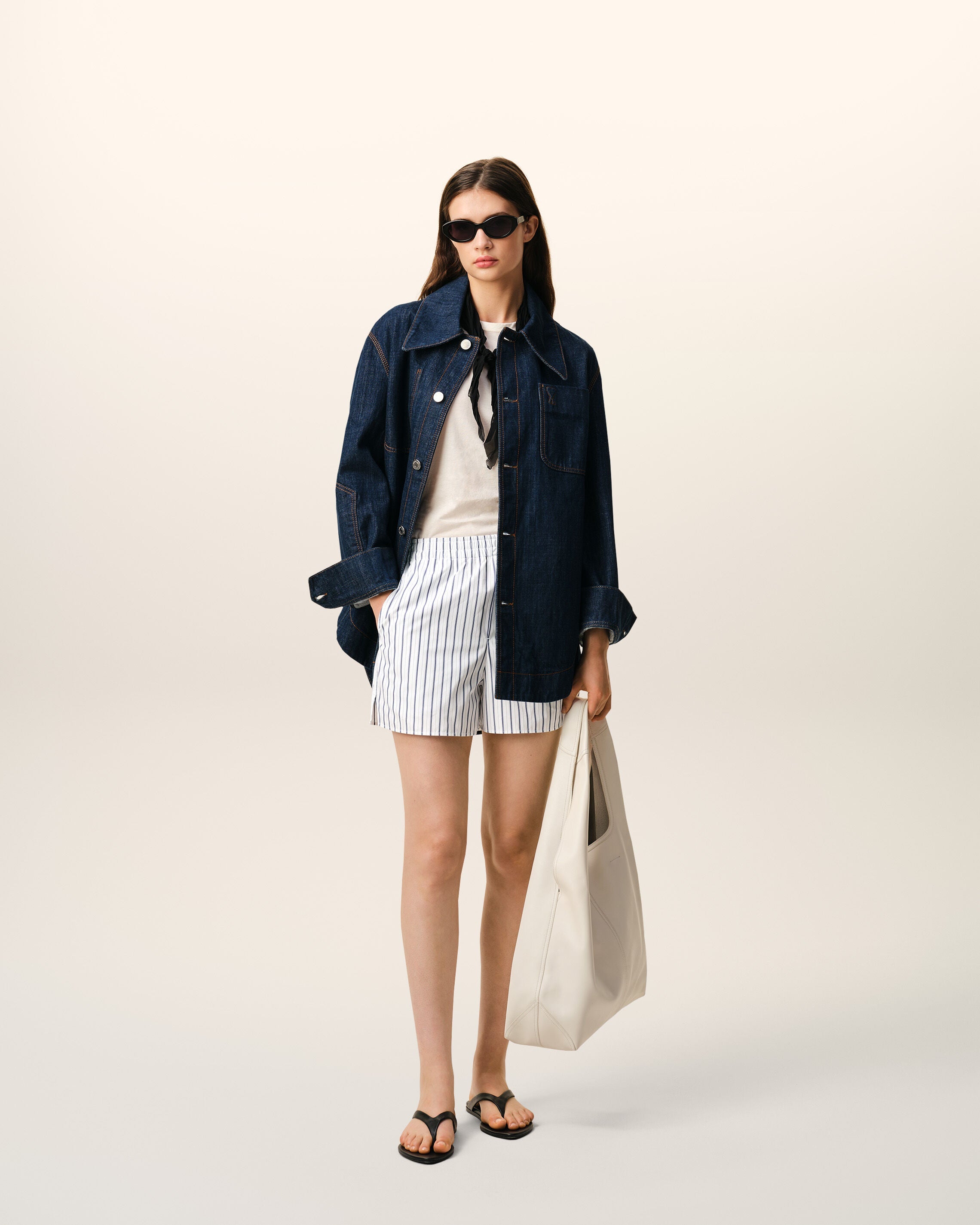 White Cotton Elasticated Shorts