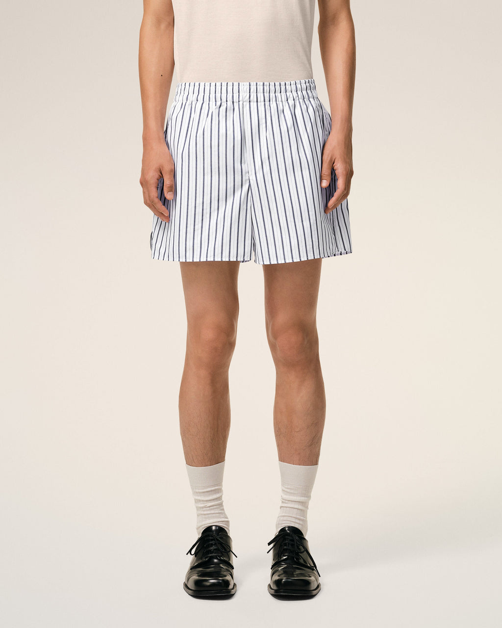 White Cotton Elasticated Shorts